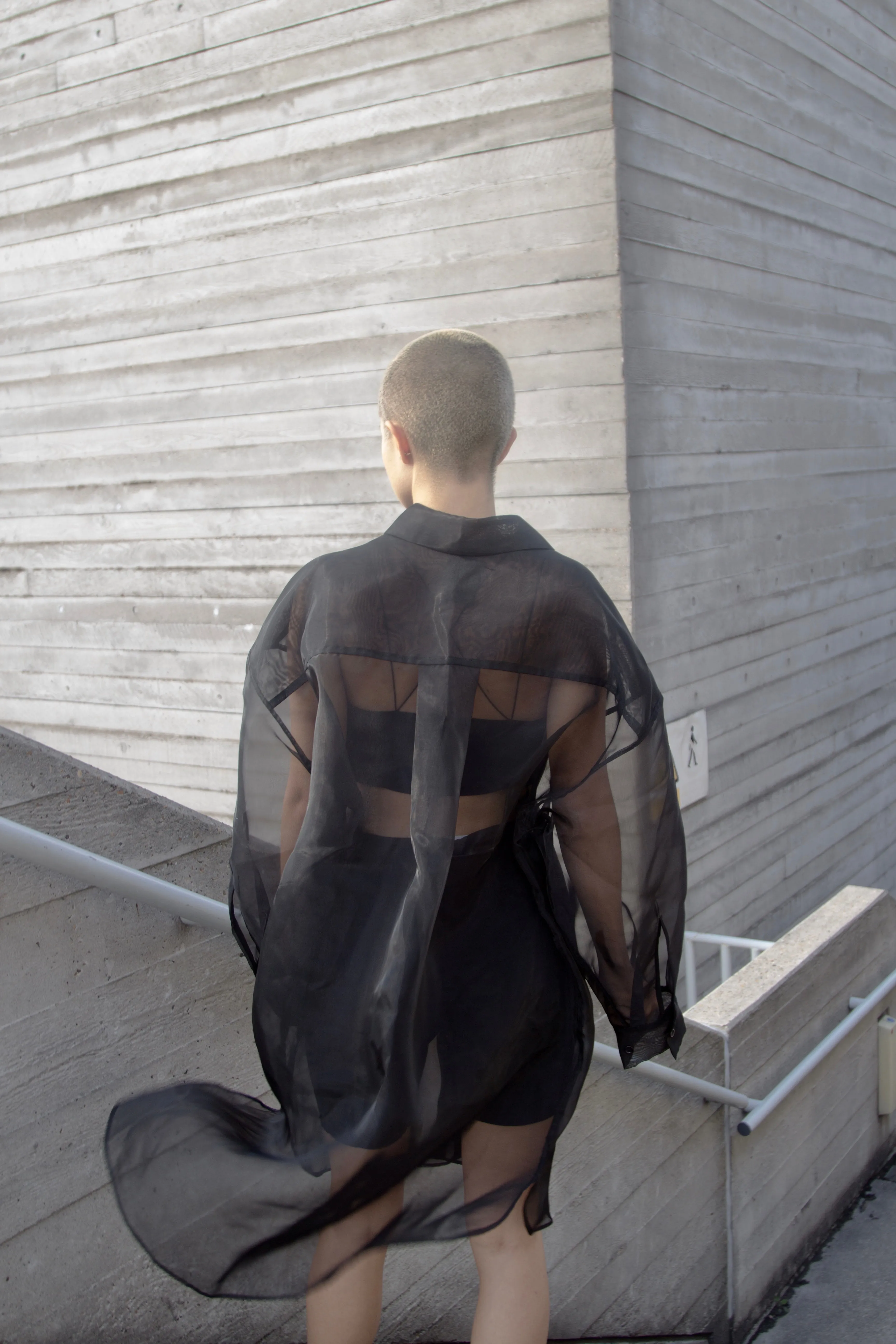 Oversized Organza Tuxedo Shirt