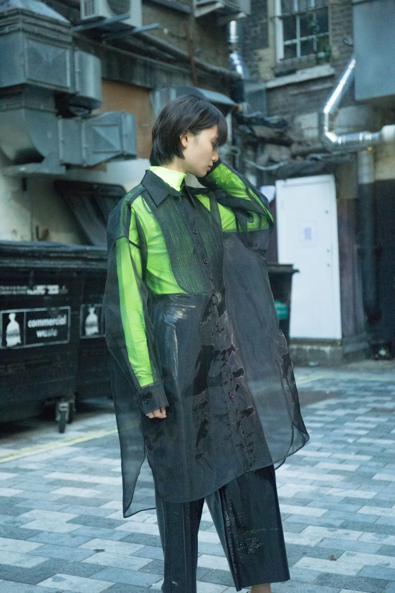 Oversized Organza Tuxedo Shirt