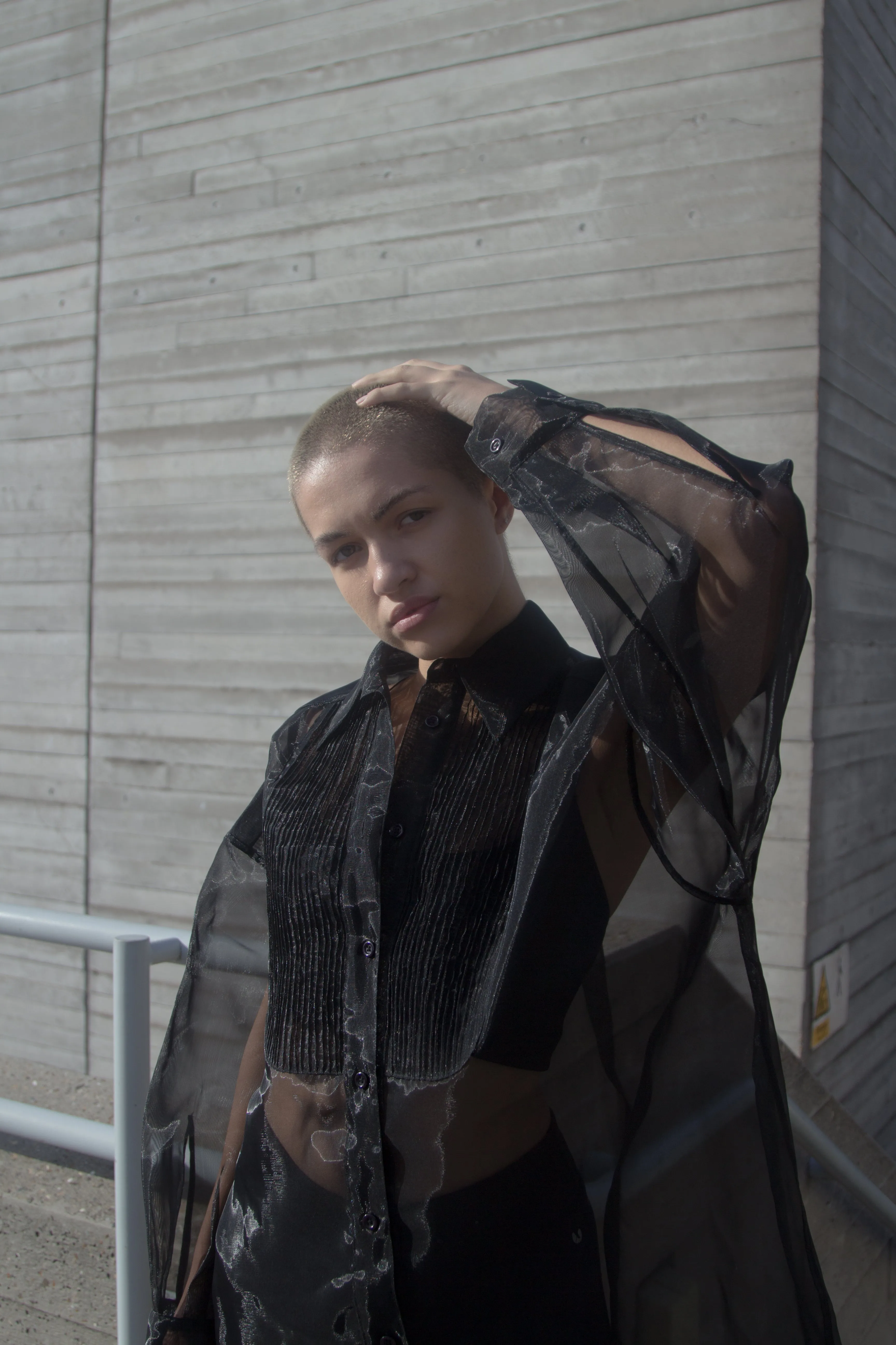 Oversized Organza Tuxedo Shirt
