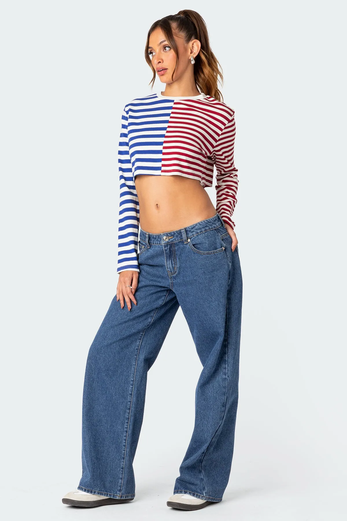 Oversized Striped Long Sleeve T Shirt