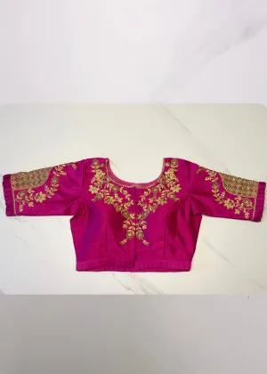 Pink Cut Work Raw Silk Blouse