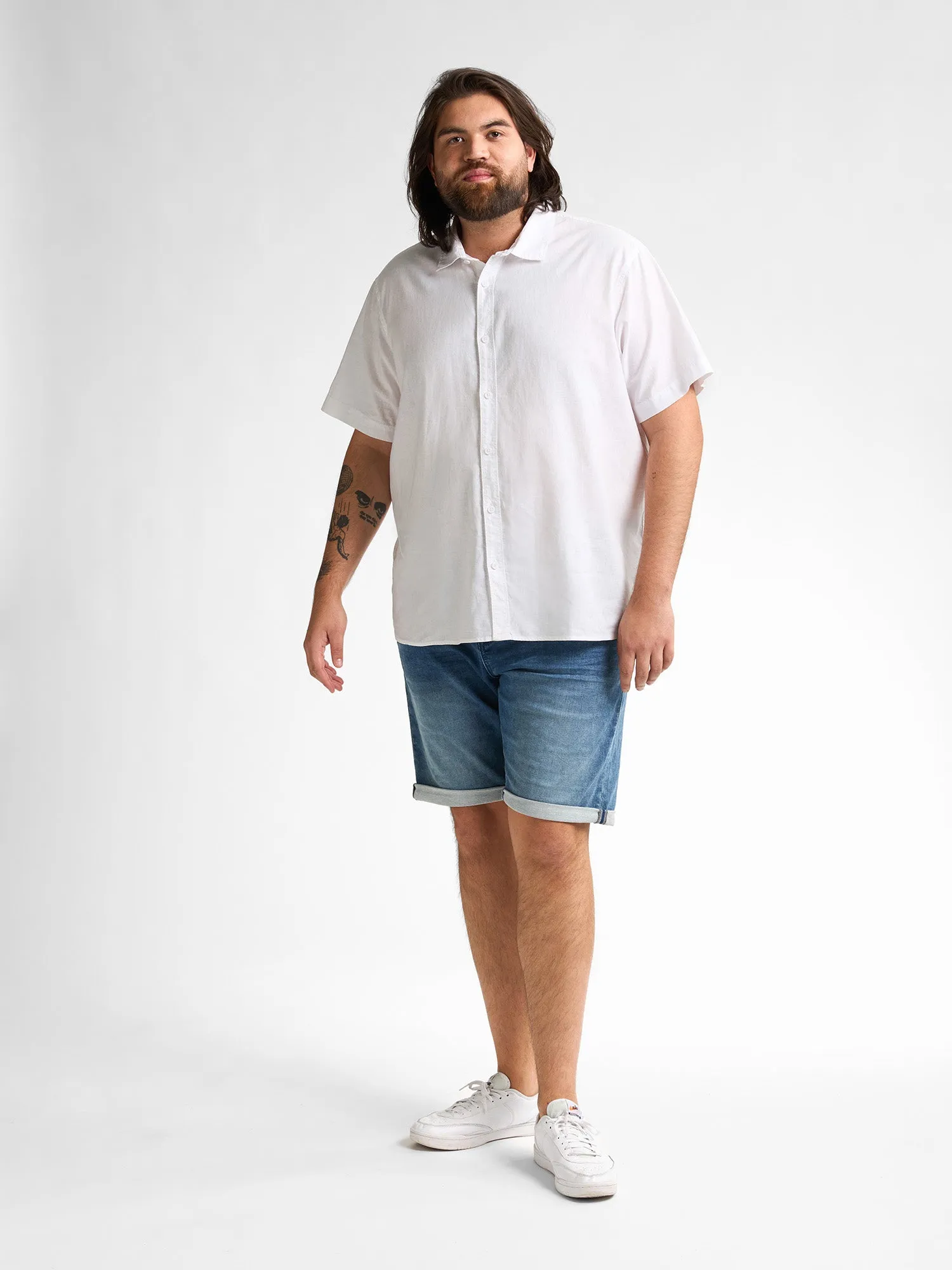 Plus size plain linen shirt Mahiway
