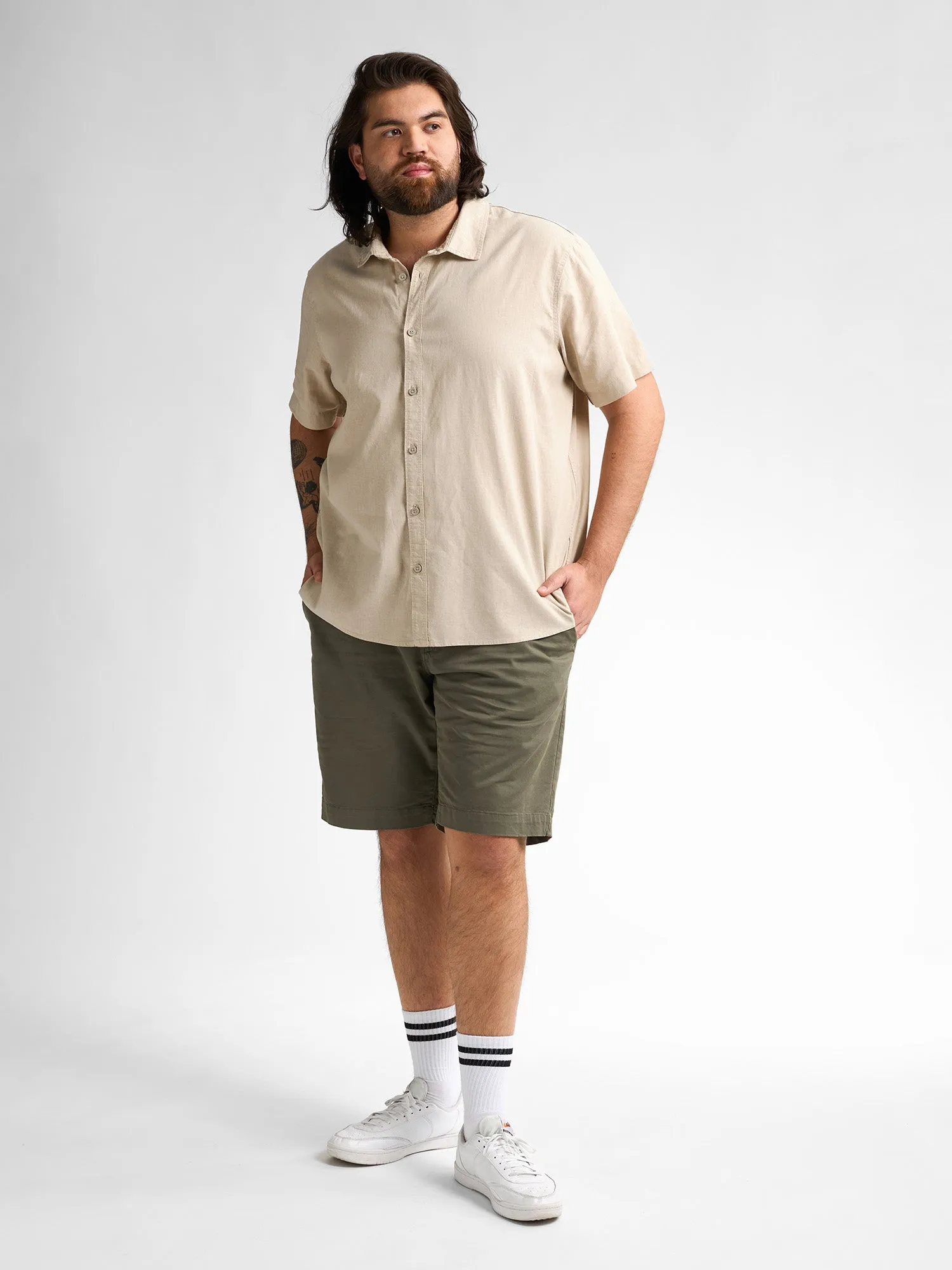 Plus size plain linen shirt Mahiway