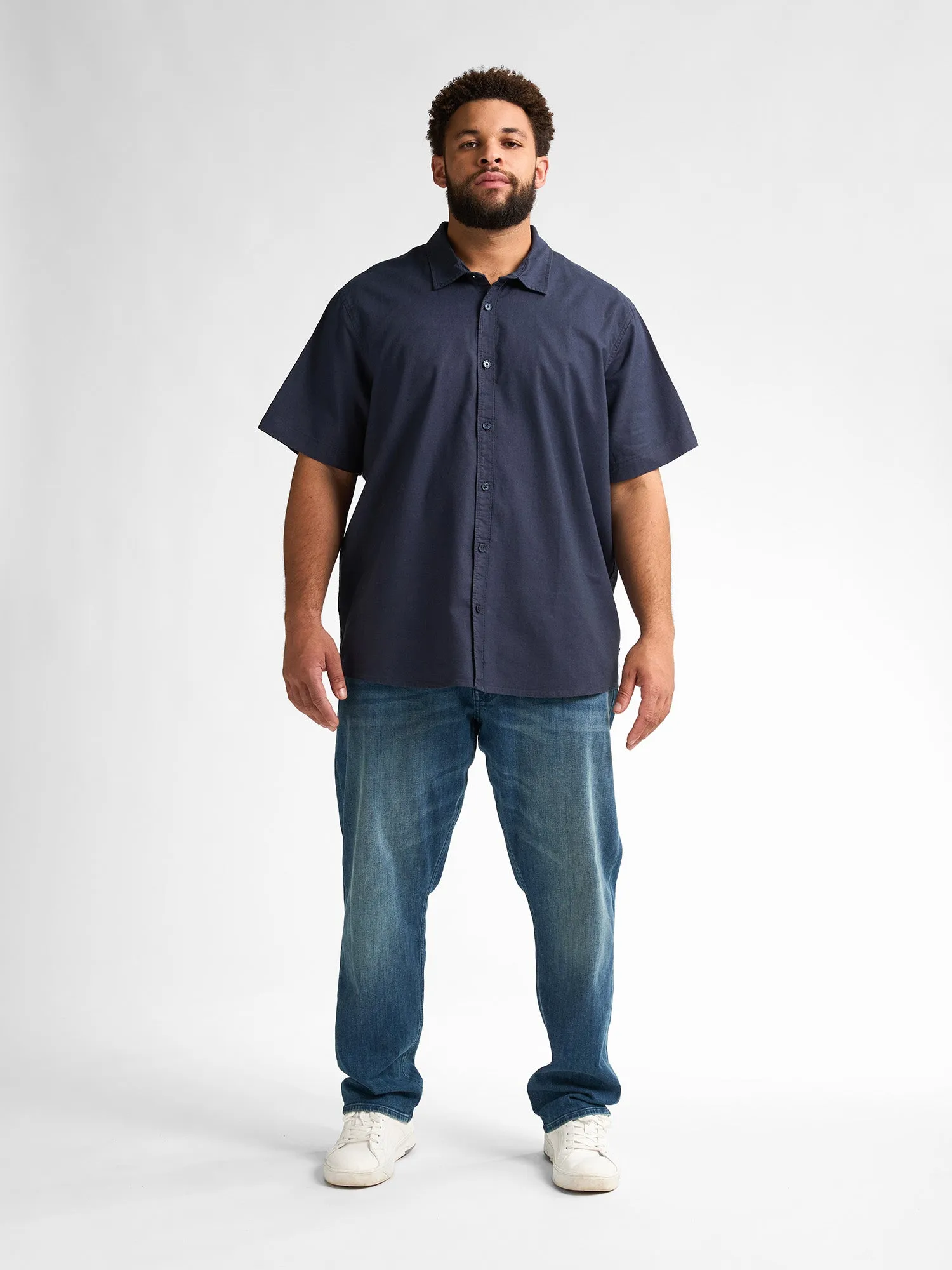 Plus size plain linen shirt Mahiway