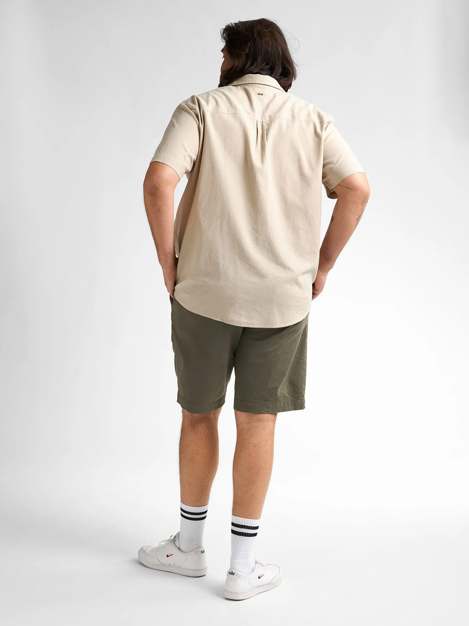 Plus size plain linen shirt Mahiway