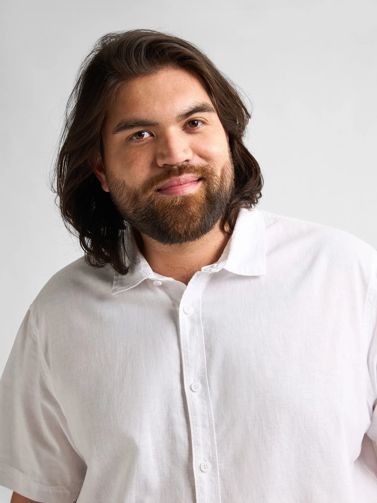Plus size plain linen shirt Mahiway