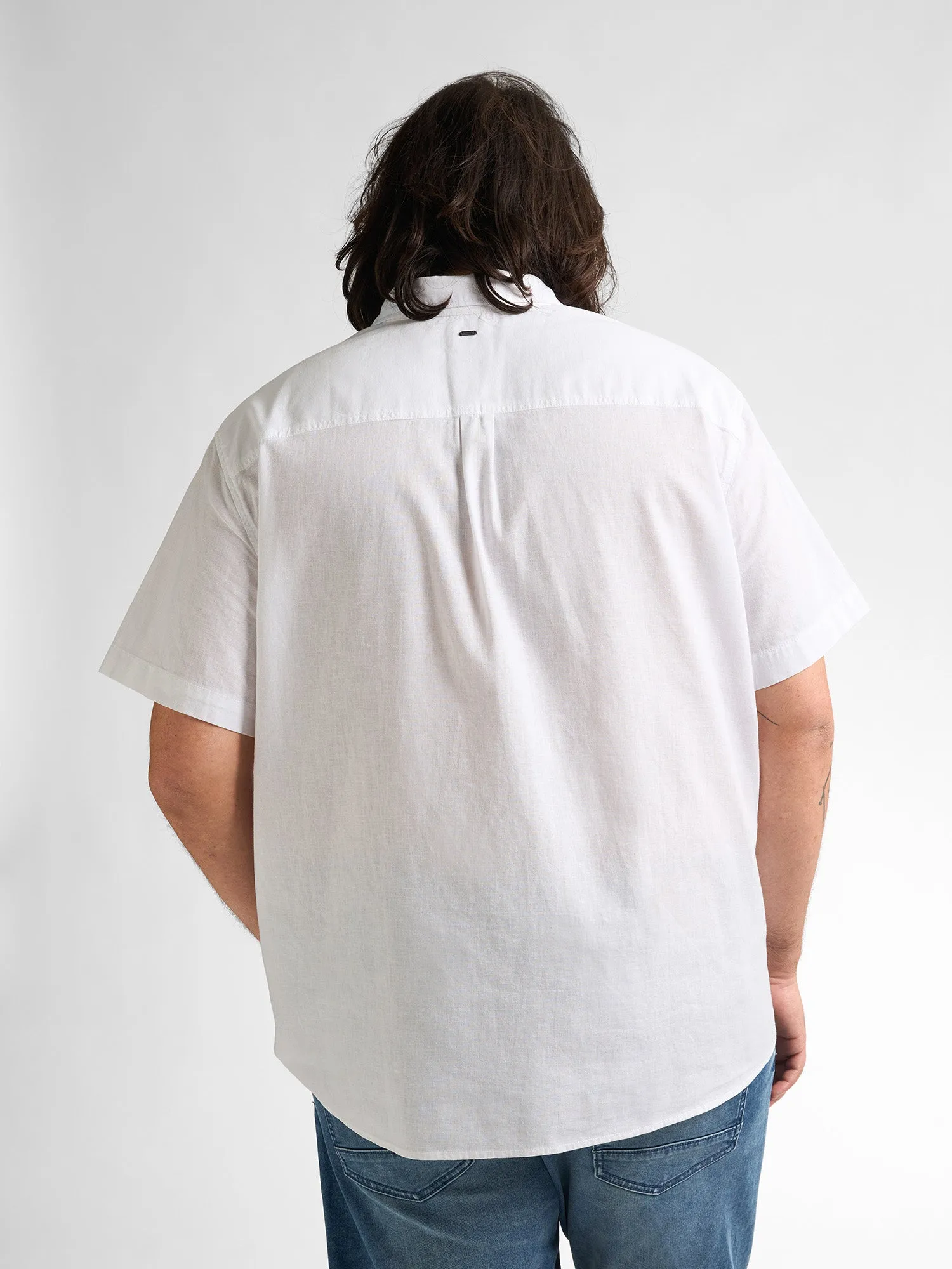 Plus size plain linen shirt Mahiway