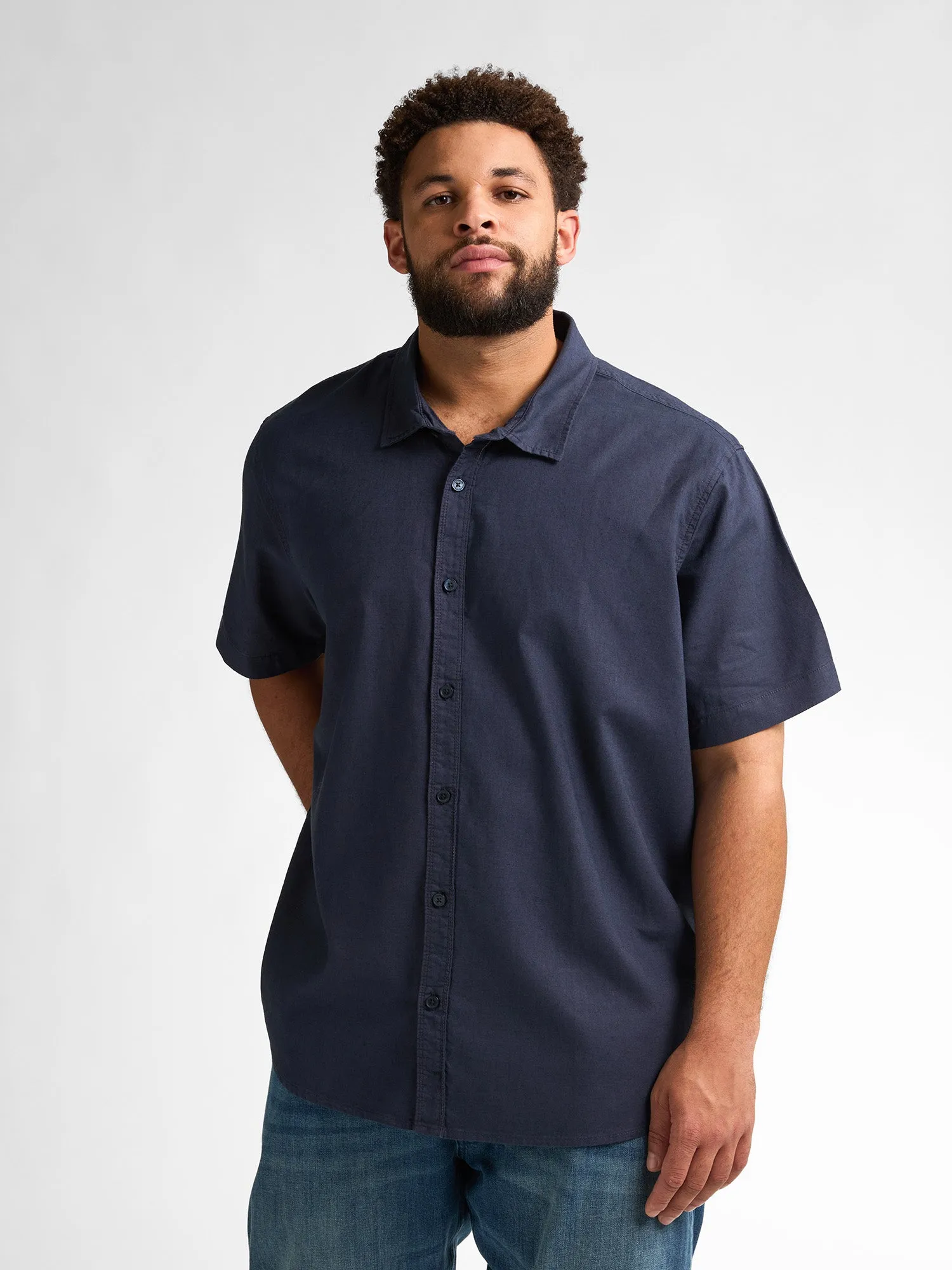 Plus size plain linen shirt Mahiway