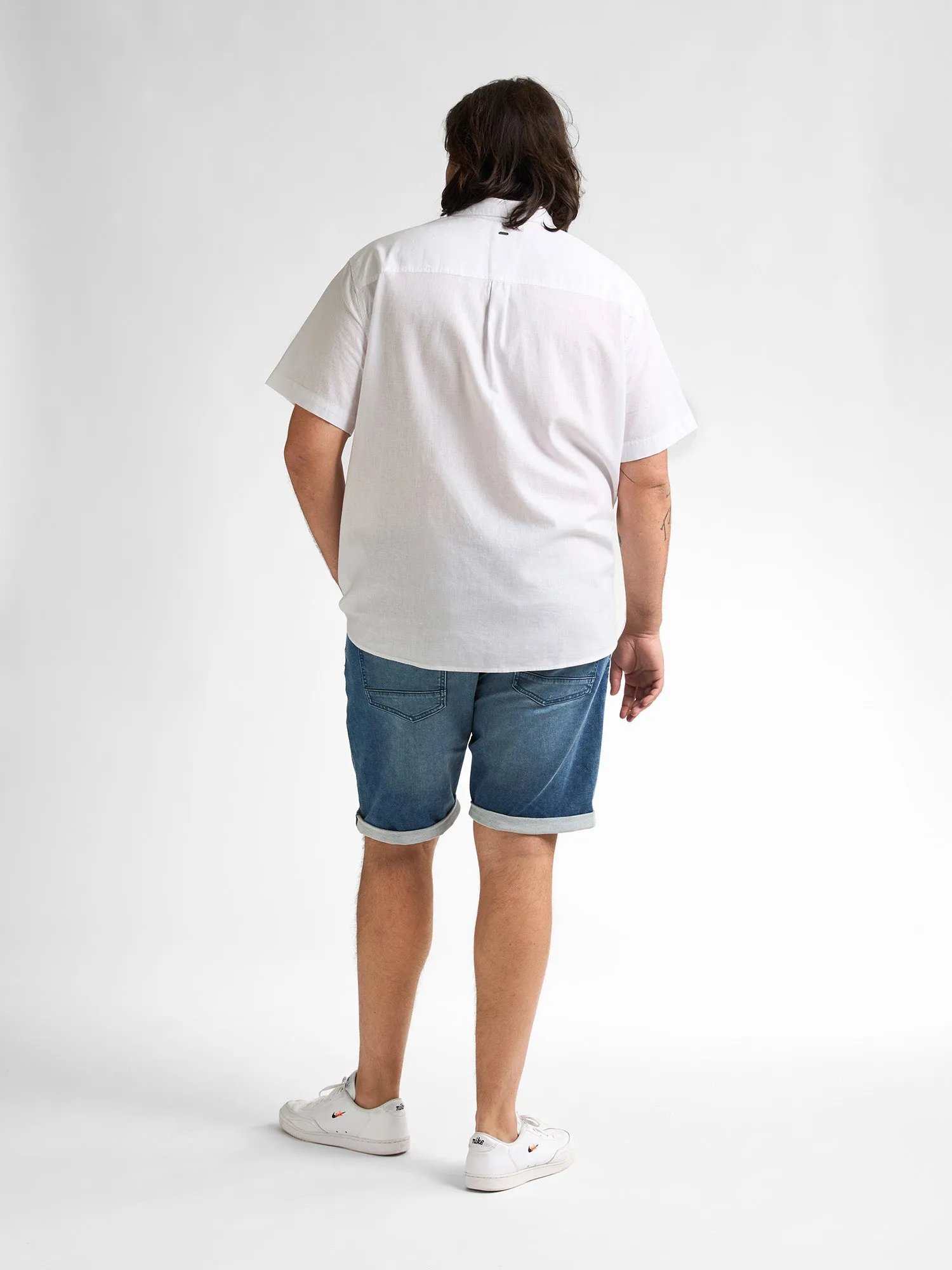 Plus size plain linen shirt Mahiway