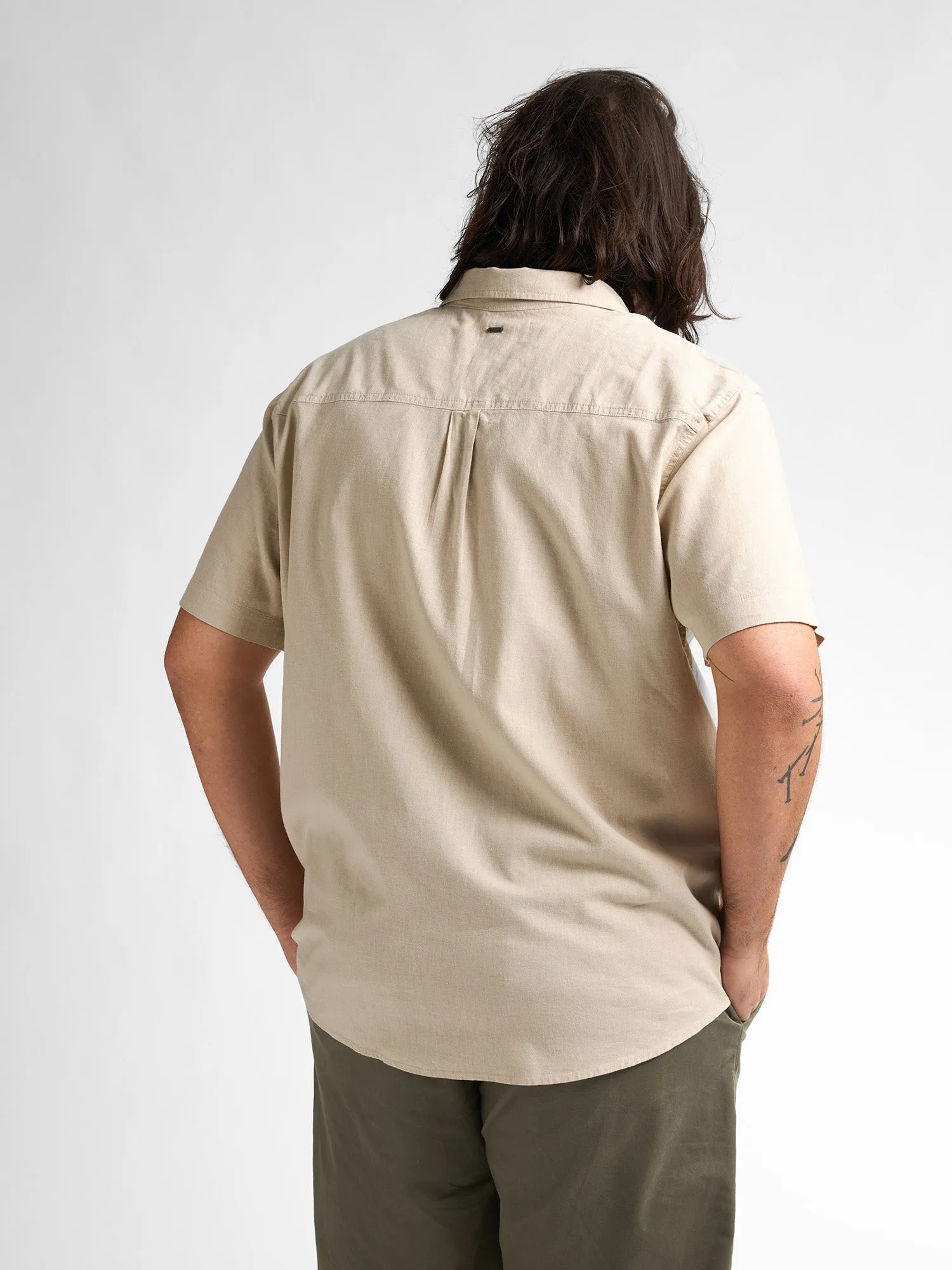 Plus size plain linen shirt Mahiway