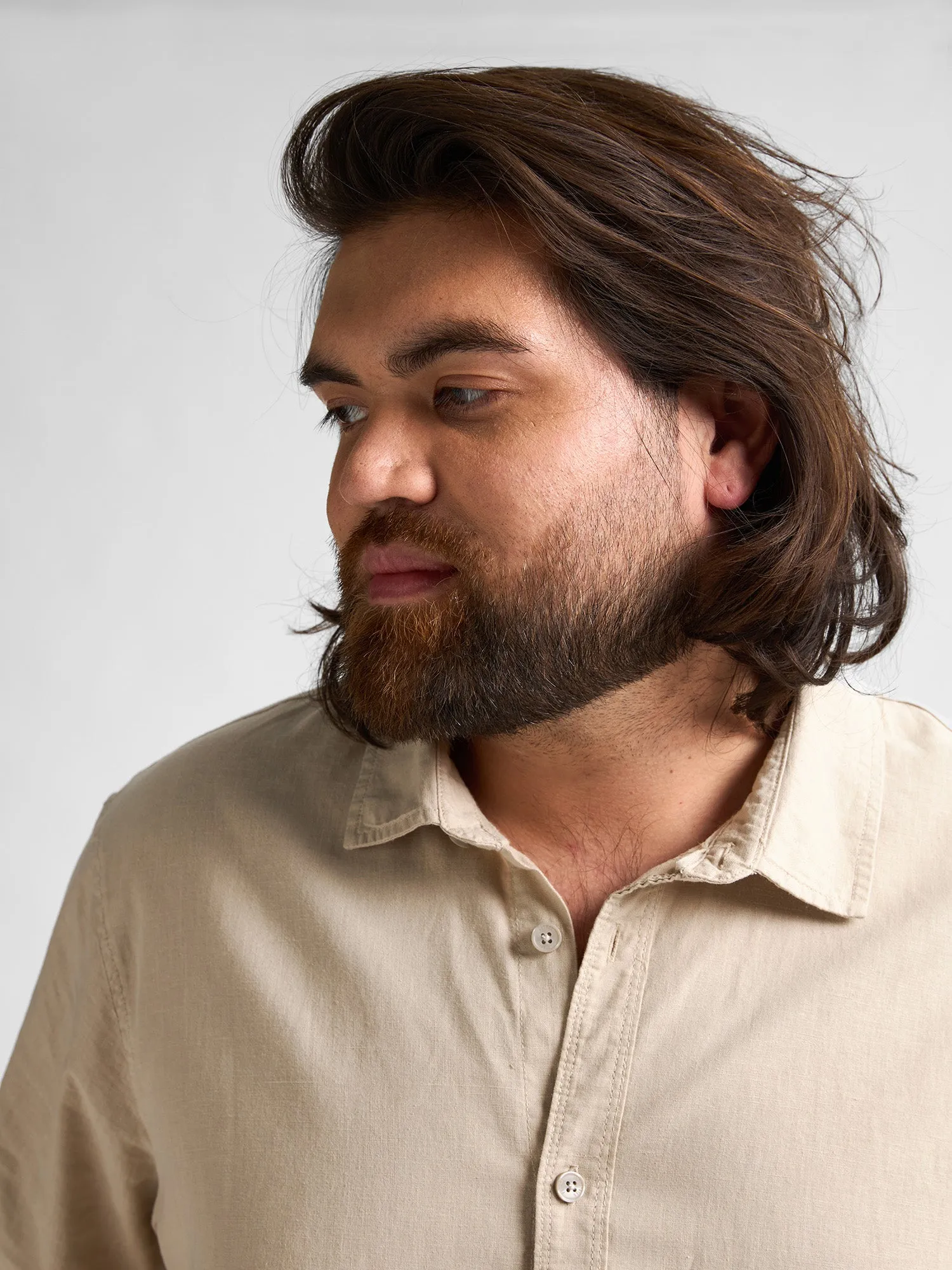 Plus size plain linen shirt Mahiway