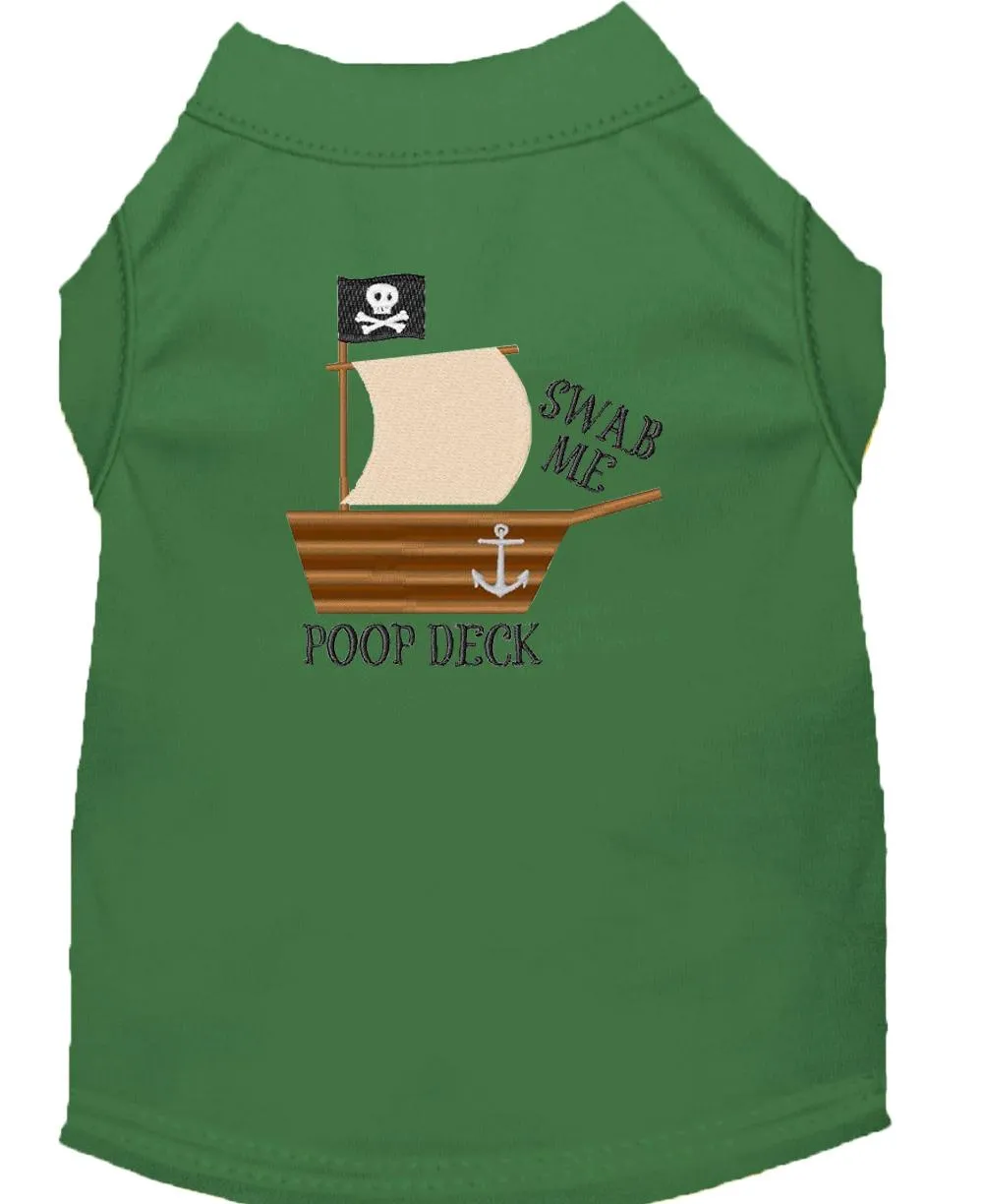 Poop Deck Embroidered Dog Shirt Green Med (12)