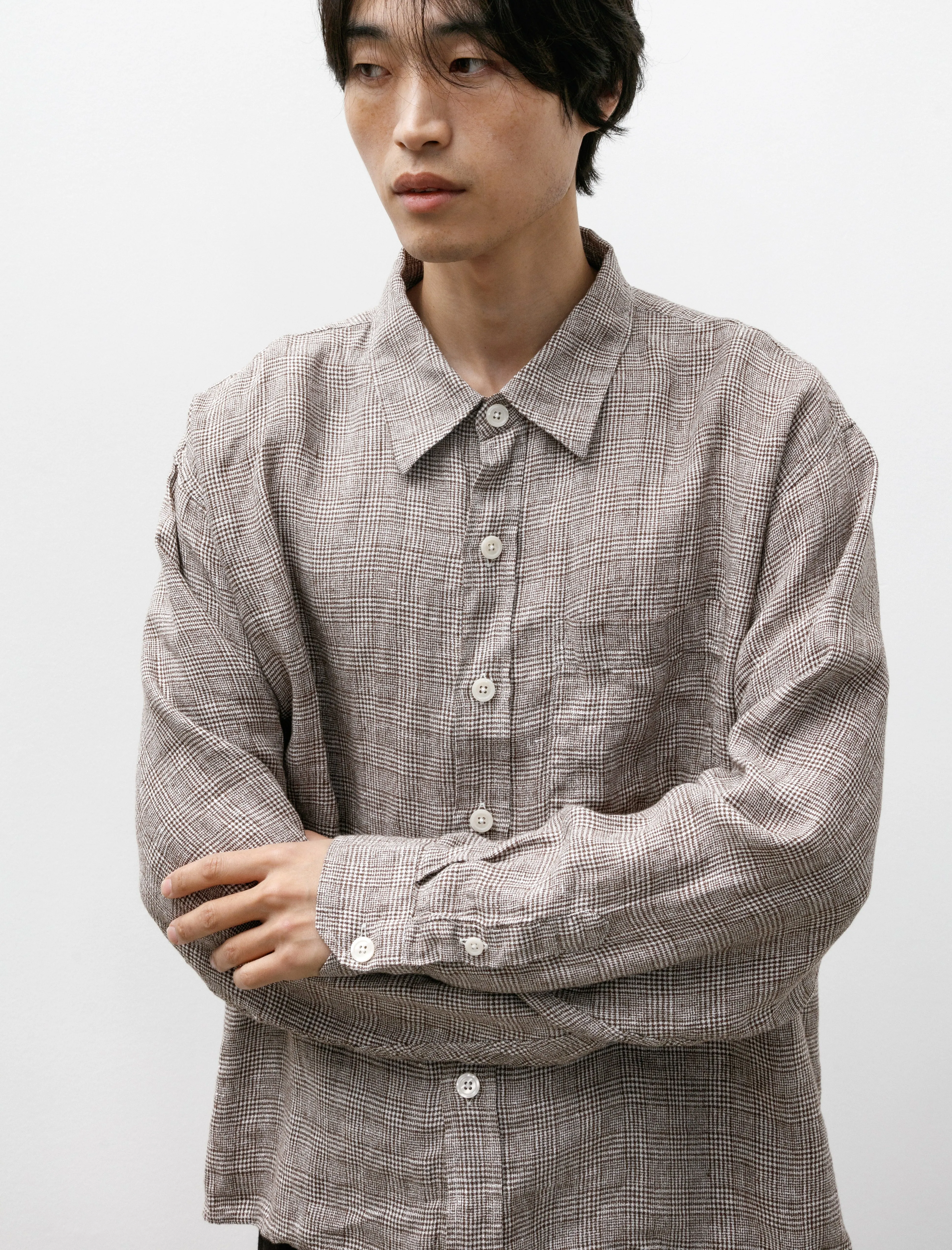 Priority Shirt Brown Linen Check