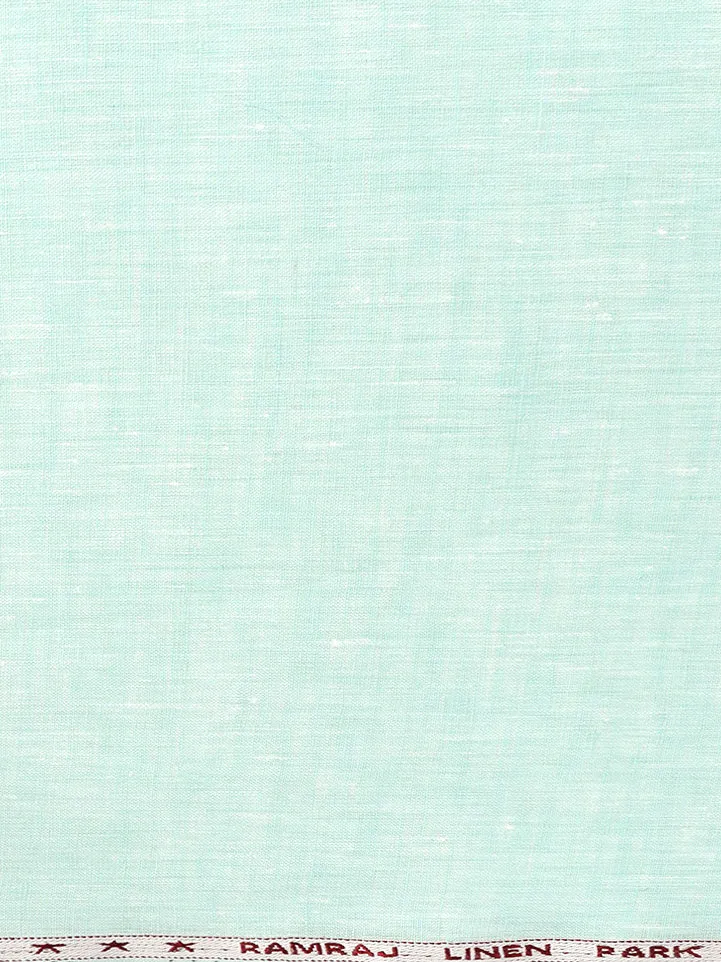 Pure Linen Sky Blue Colour Plain Shirt Fabric Irish 8080