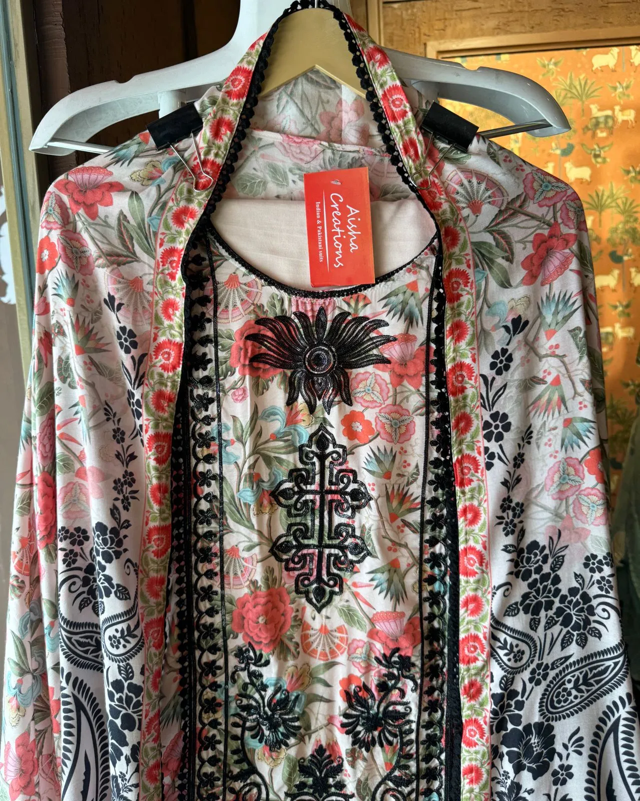 Pure muslin digital printed shirt (Bagh printed) very beautiful concept with Long embroidered