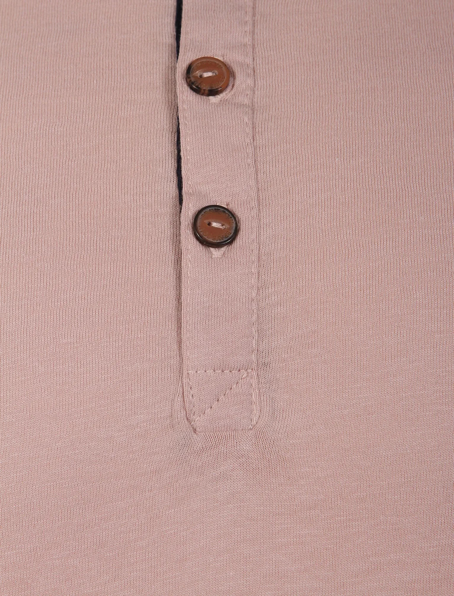 Quartz Henley Neck Short Sleeve Cotton T-Shirt In Pink
