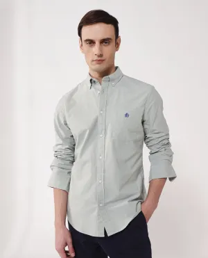 Rare Rabbit Men Oxob Dusky Green Full Sleeve Collared Neck Button Closure Regular Fit Plain Shirt