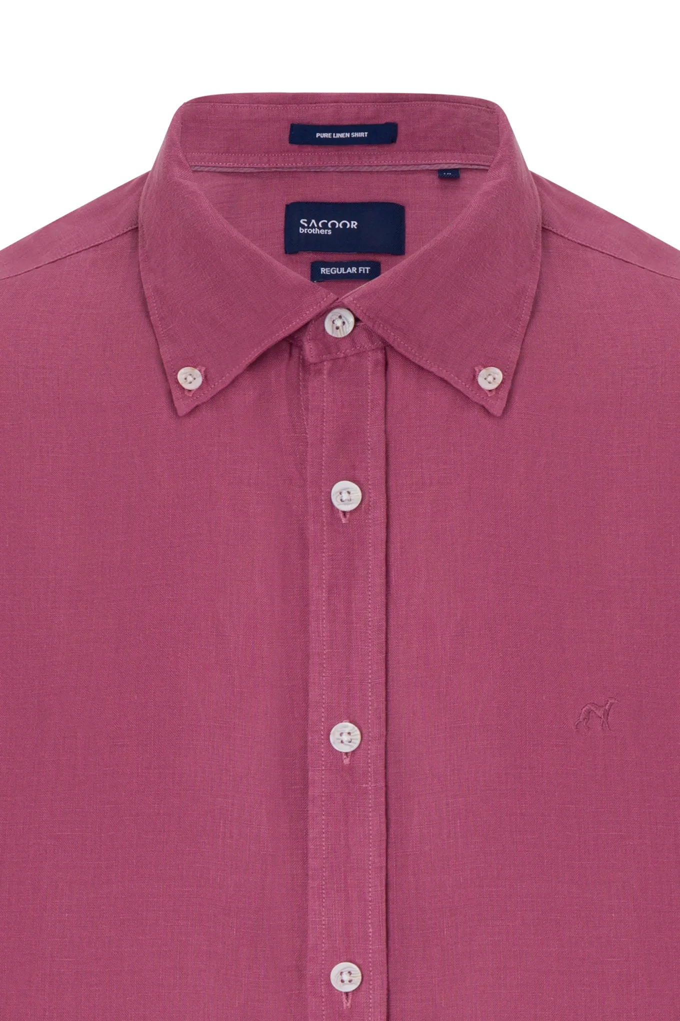 Regular fit plain garment dye pure linen shirt