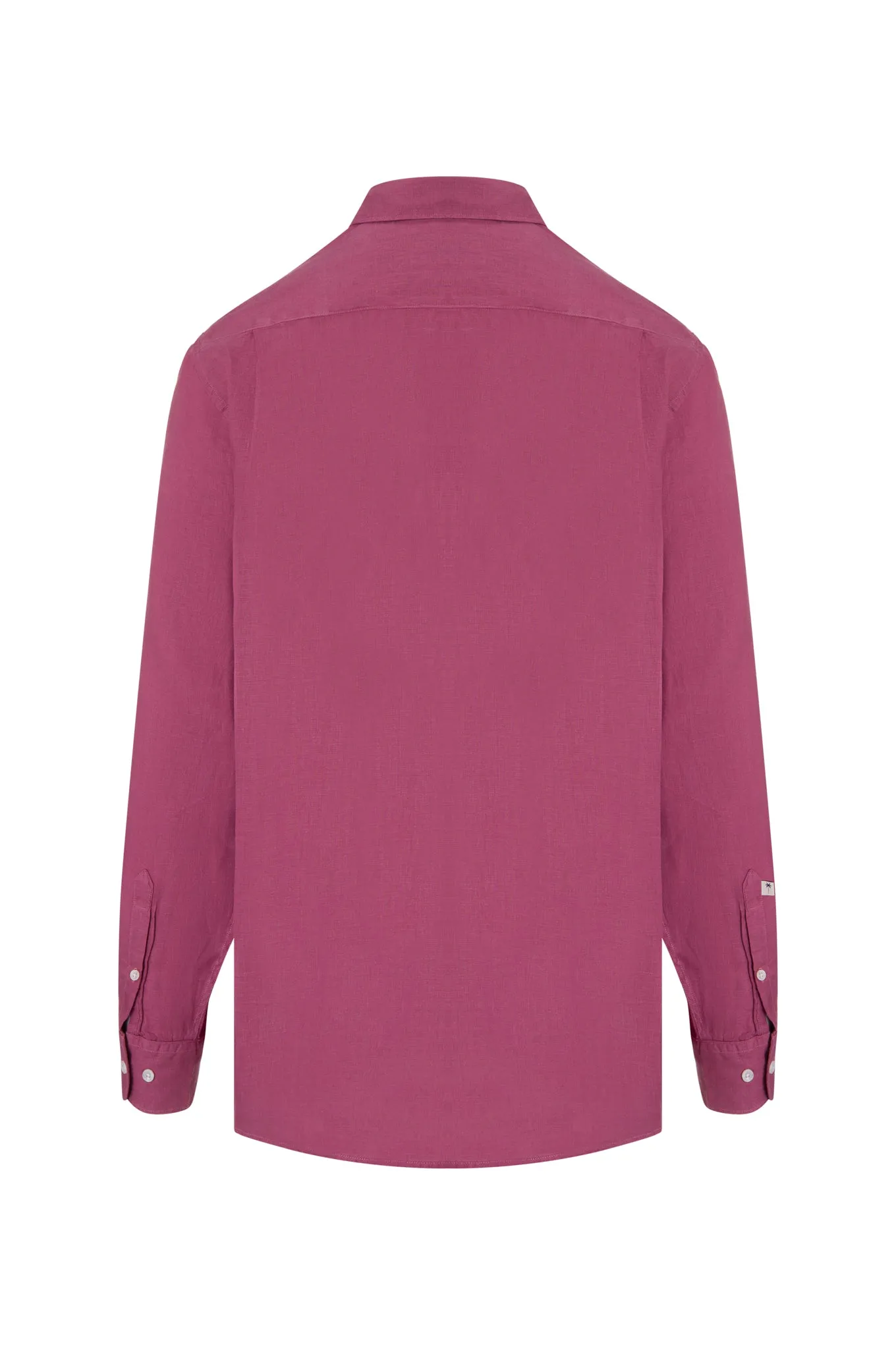Regular fit plain garment dye pure linen shirt
