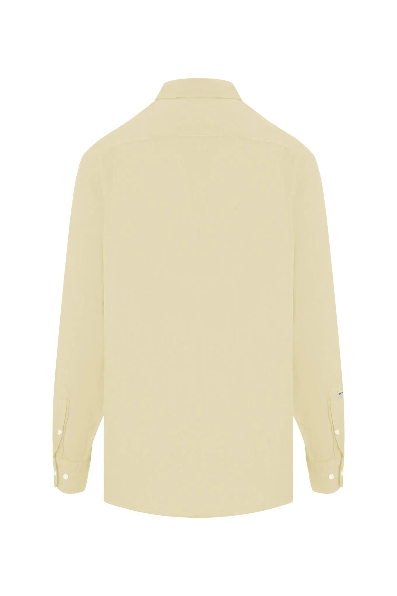 Regular fit plain garment dye pure linen shirt