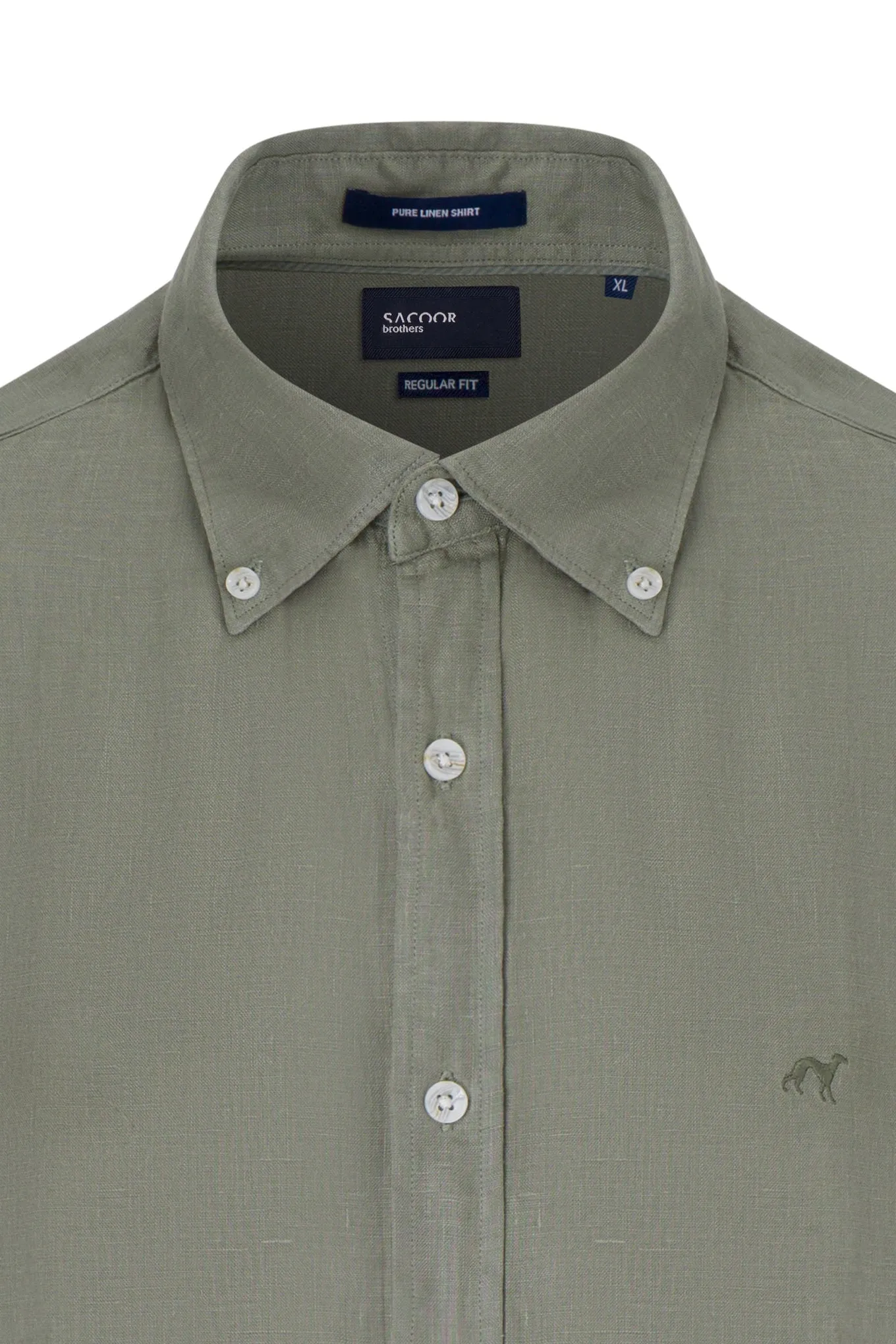 Regular fit plain garment dye pure linen shirt