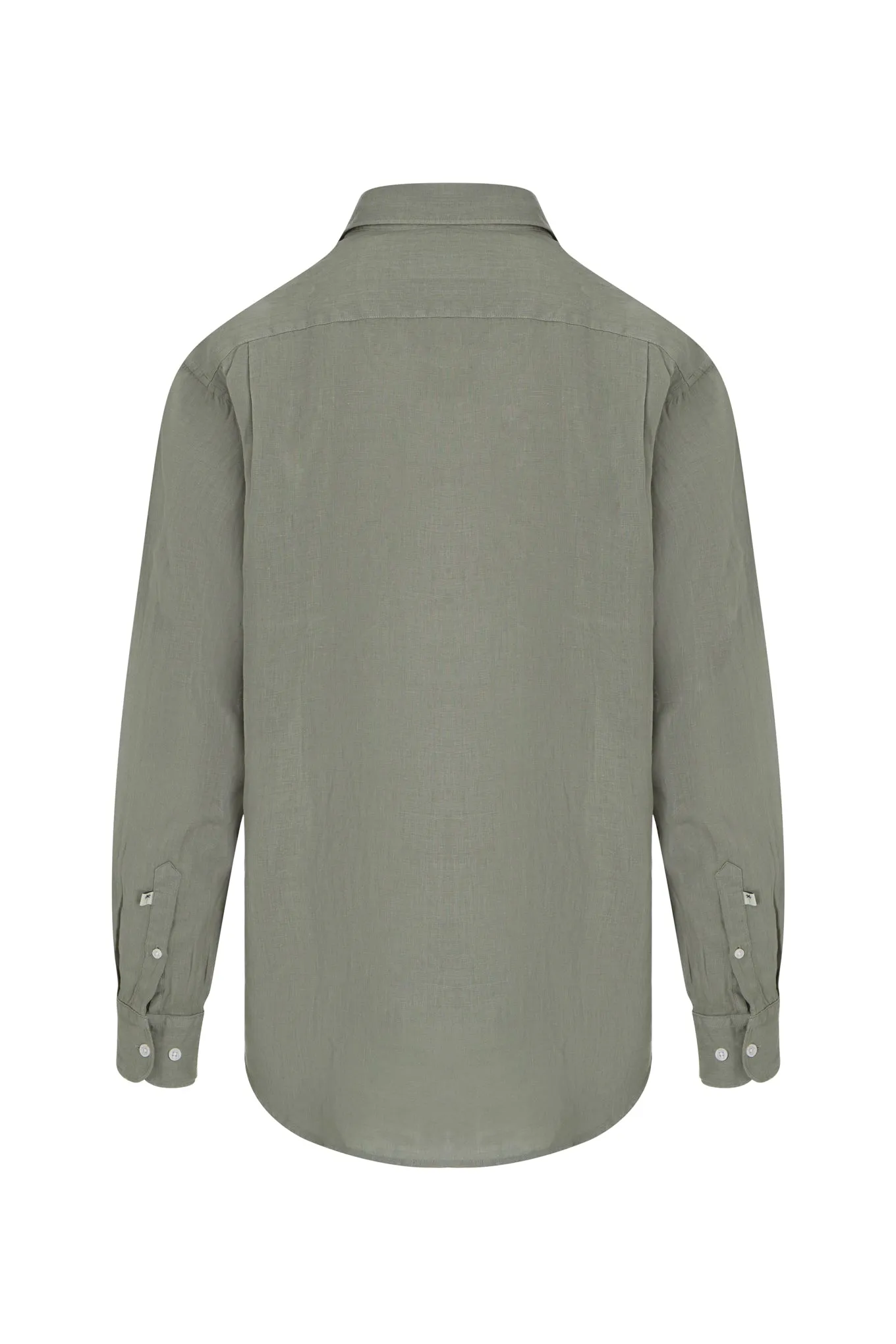 Regular fit plain garment dye pure linen shirt
