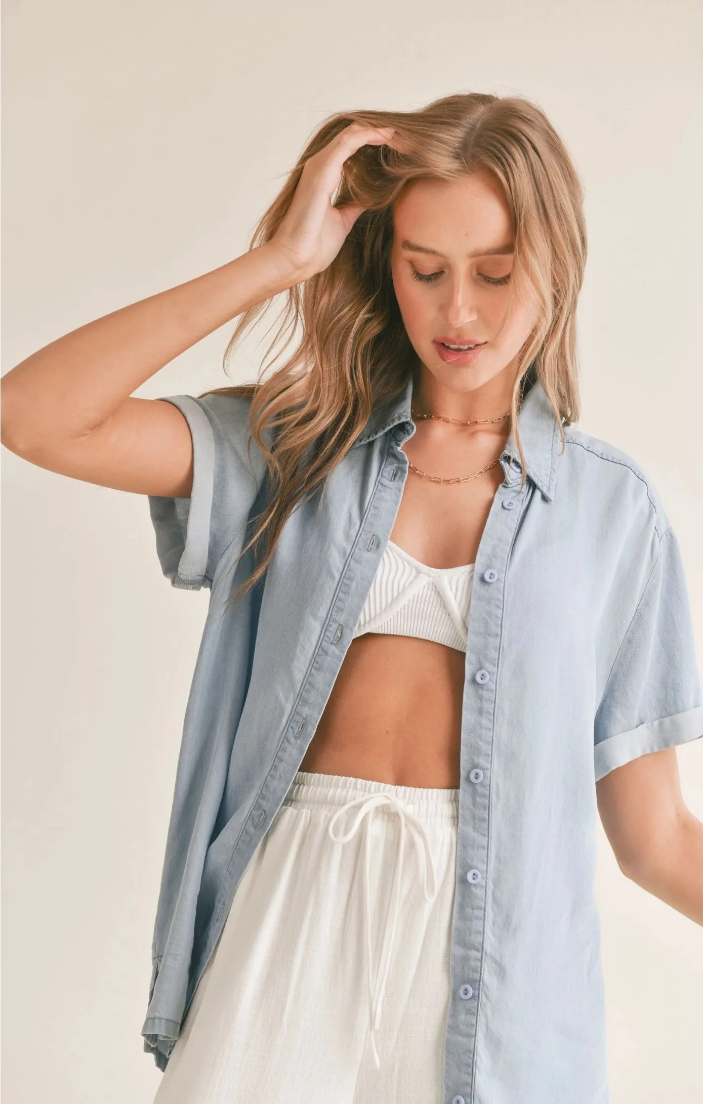 Sadie & Sage Soft Breeze Chambray Shirt
