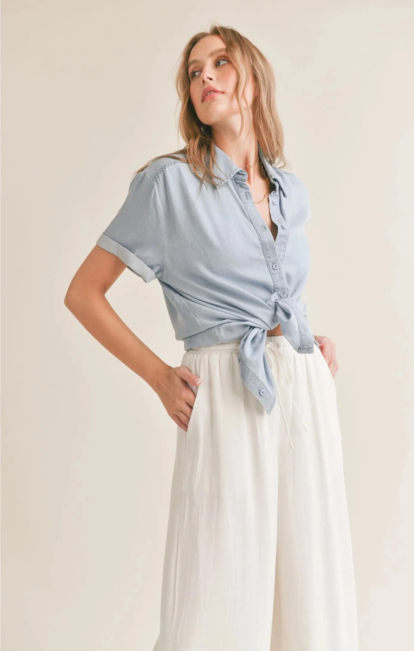 Sadie & Sage Soft Breeze Chambray Shirt