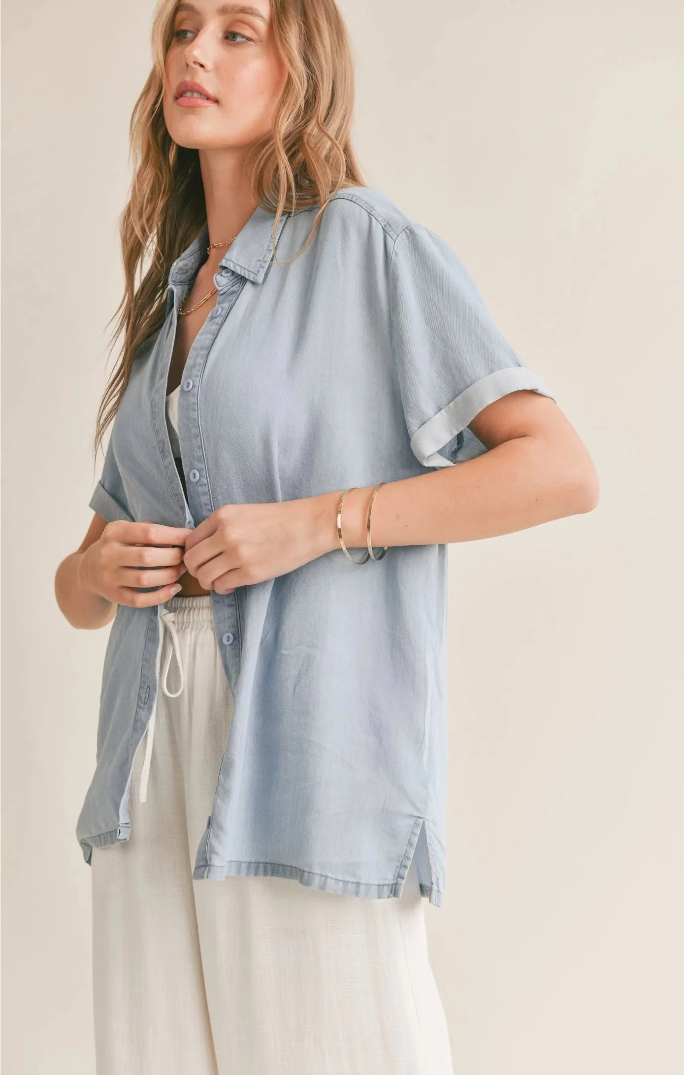 Sadie & Sage Soft Breeze Chambray Shirt