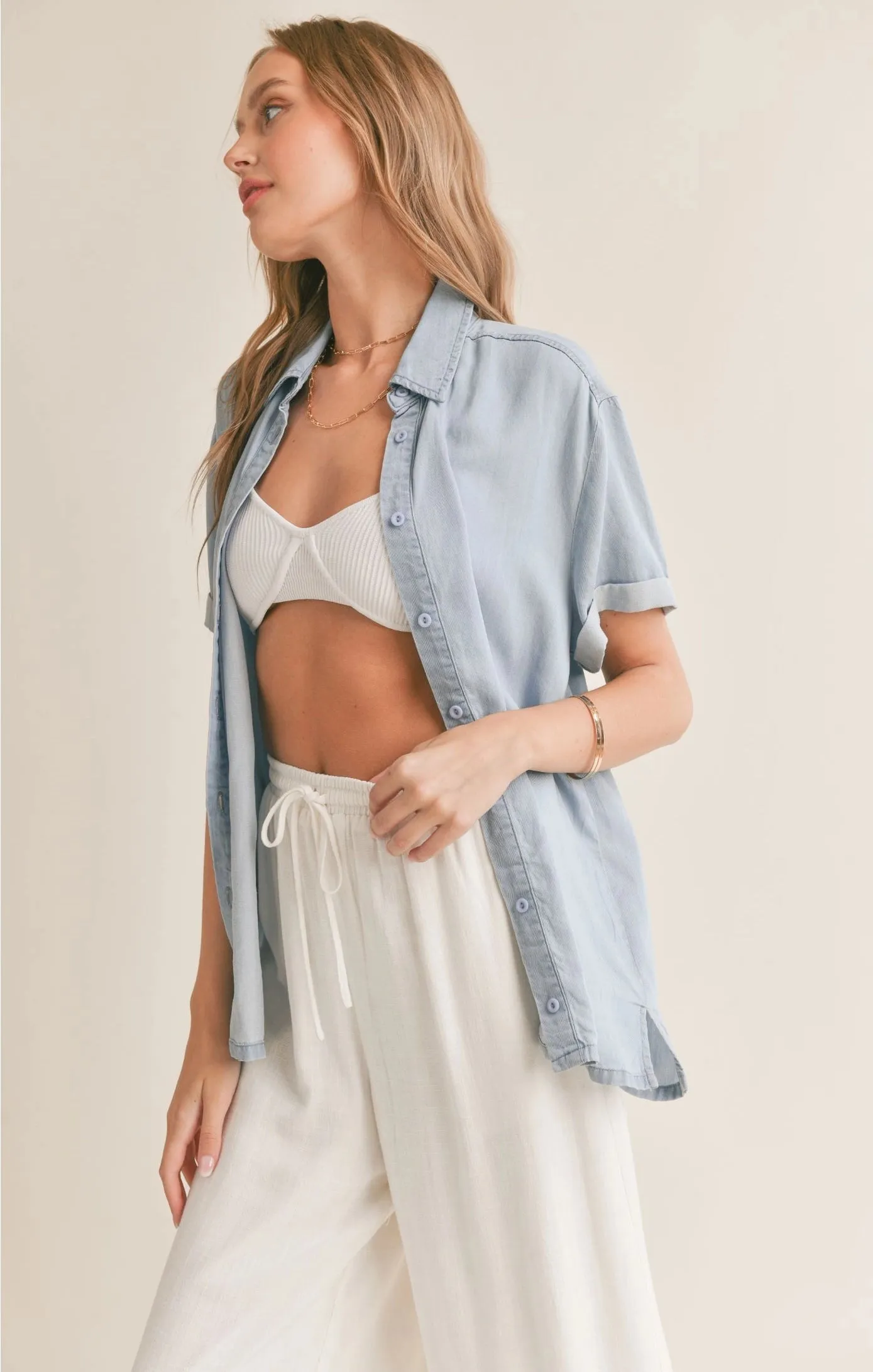 Sadie & Sage Soft Breeze Chambray Shirt