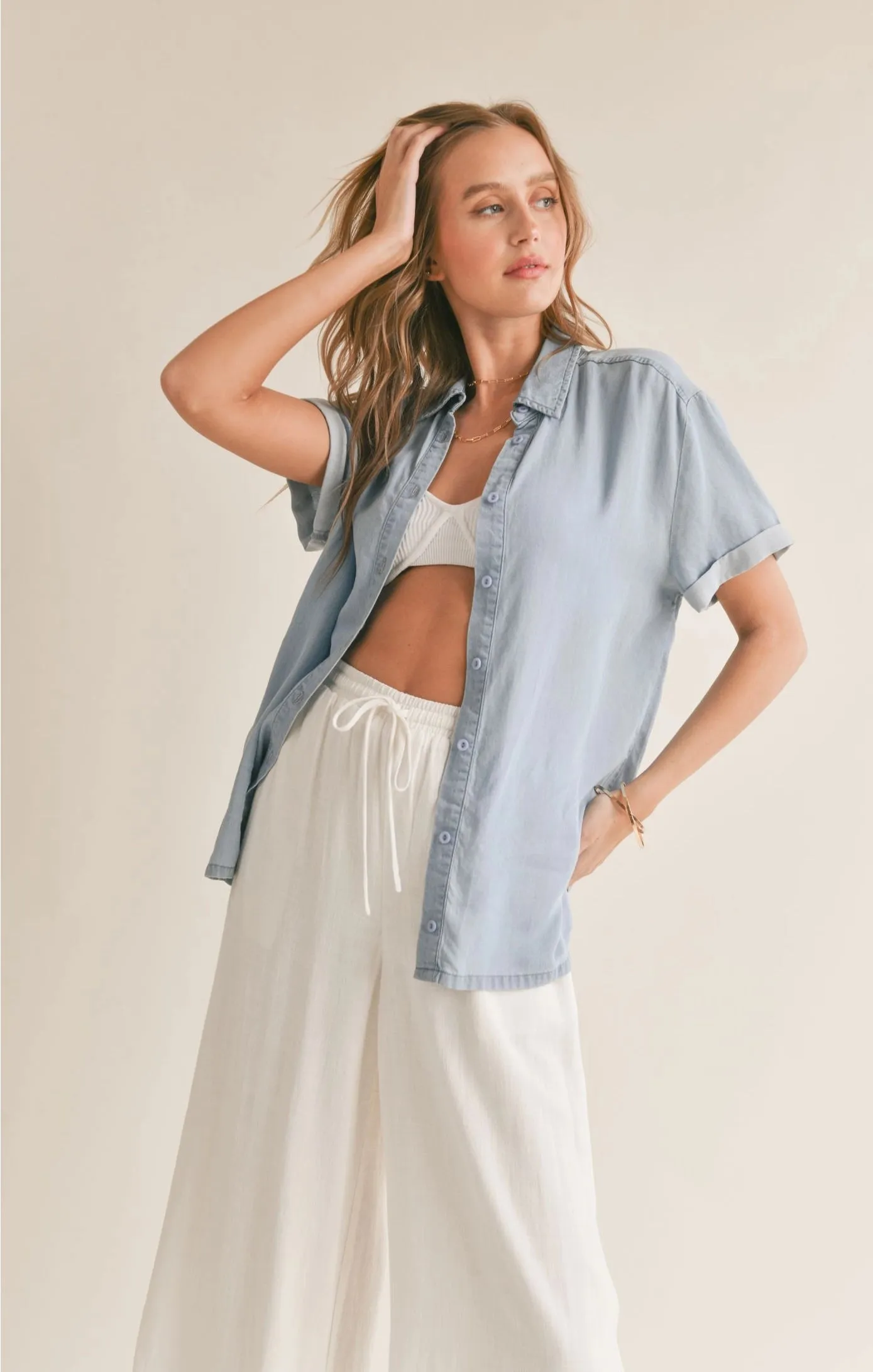 Sadie & Sage Soft Breeze Chambray Shirt