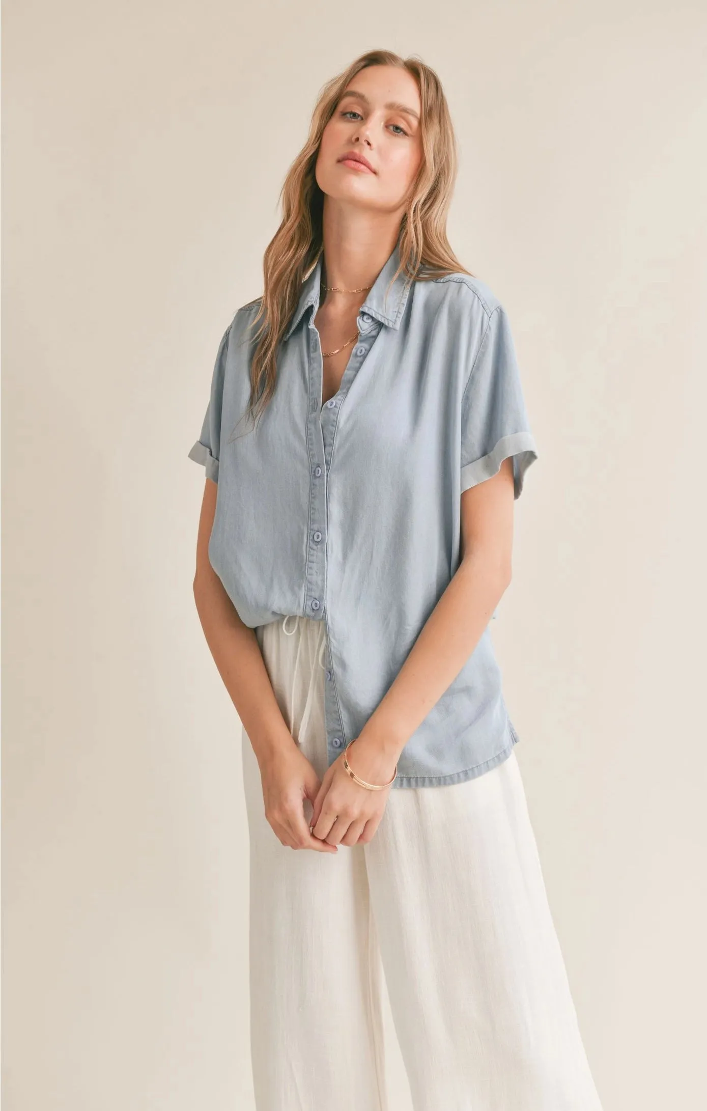 Sadie & Sage Soft Breeze Chambray Shirt