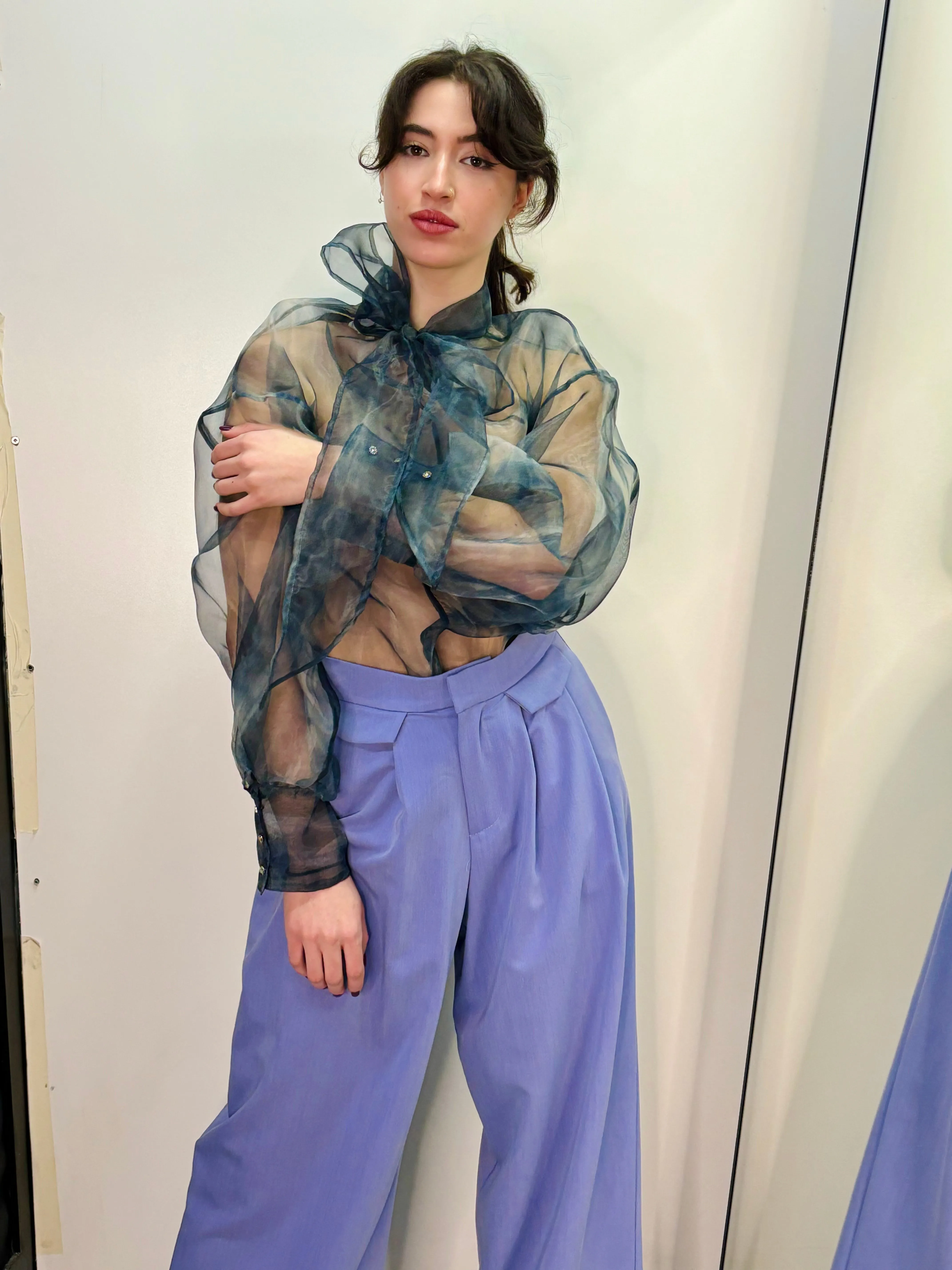 Sheer blue blouse
