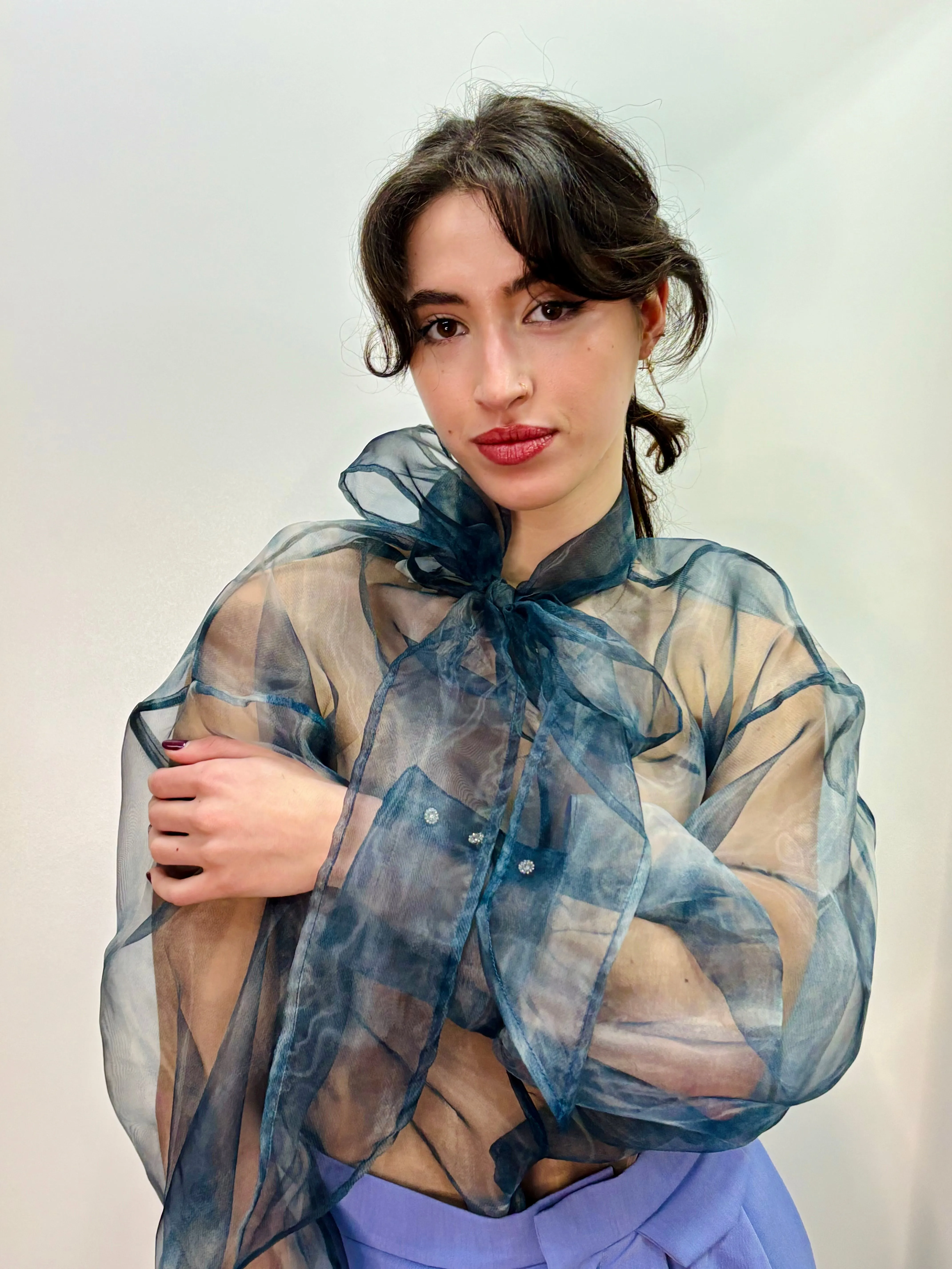 Sheer blue blouse