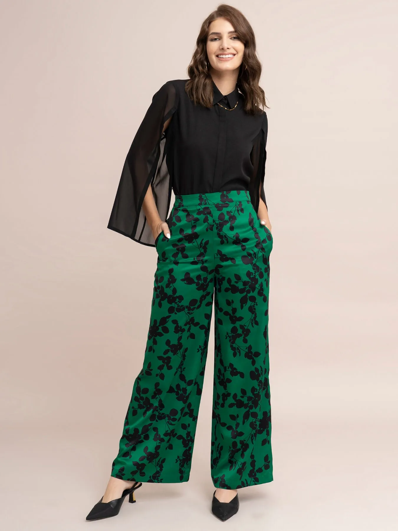 Sheer Slit Sleeve Shirt - Black
