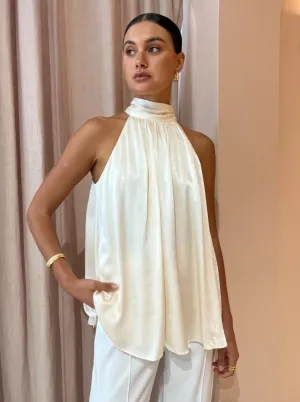 Shona Joy High Neck Sleeveless Blouse in Cream