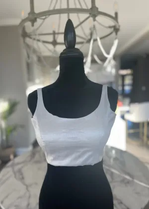 Silver Raw Silk Sleeveless Blouse