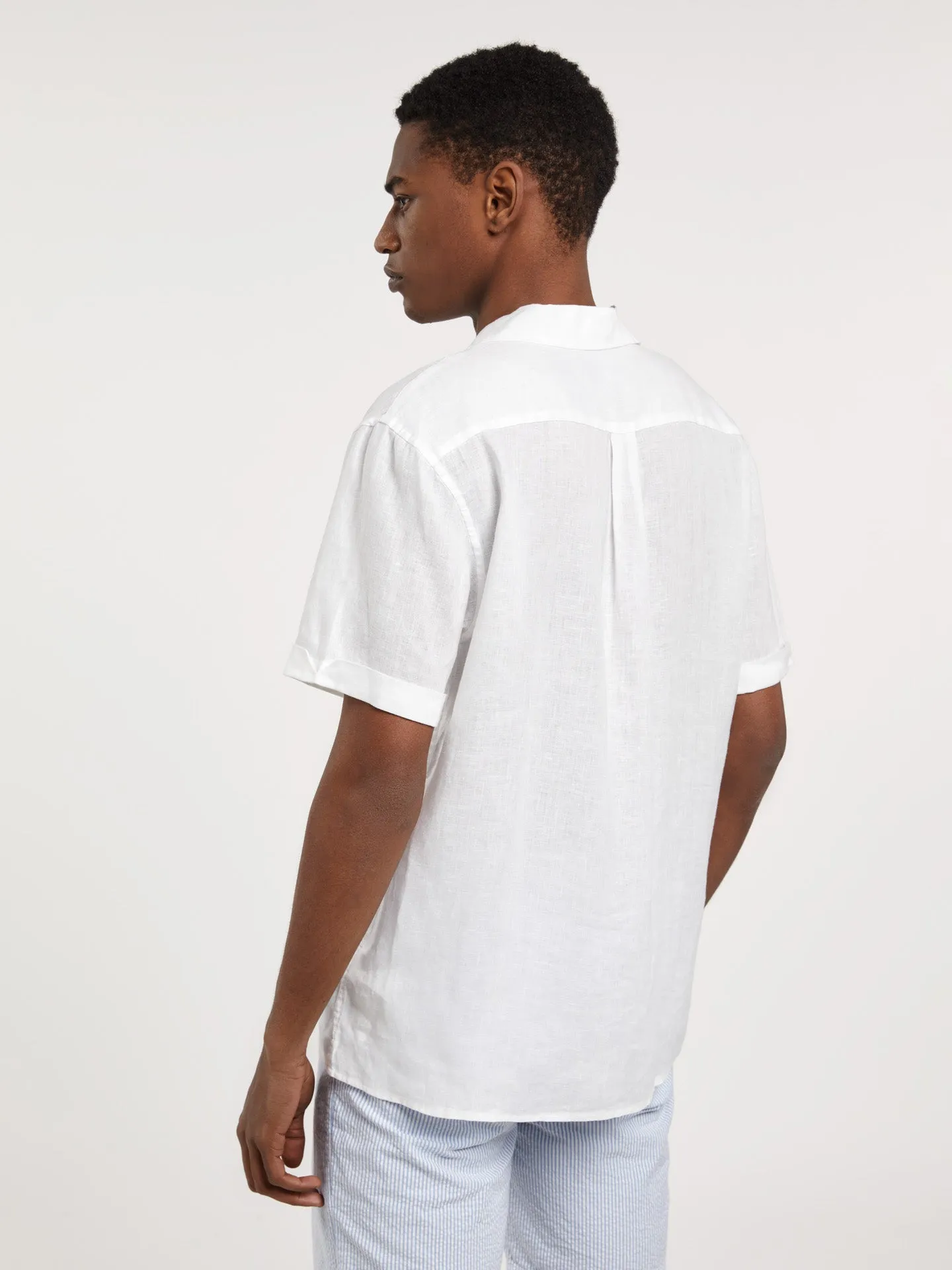 Slim fit pure linen cuba collar shirt