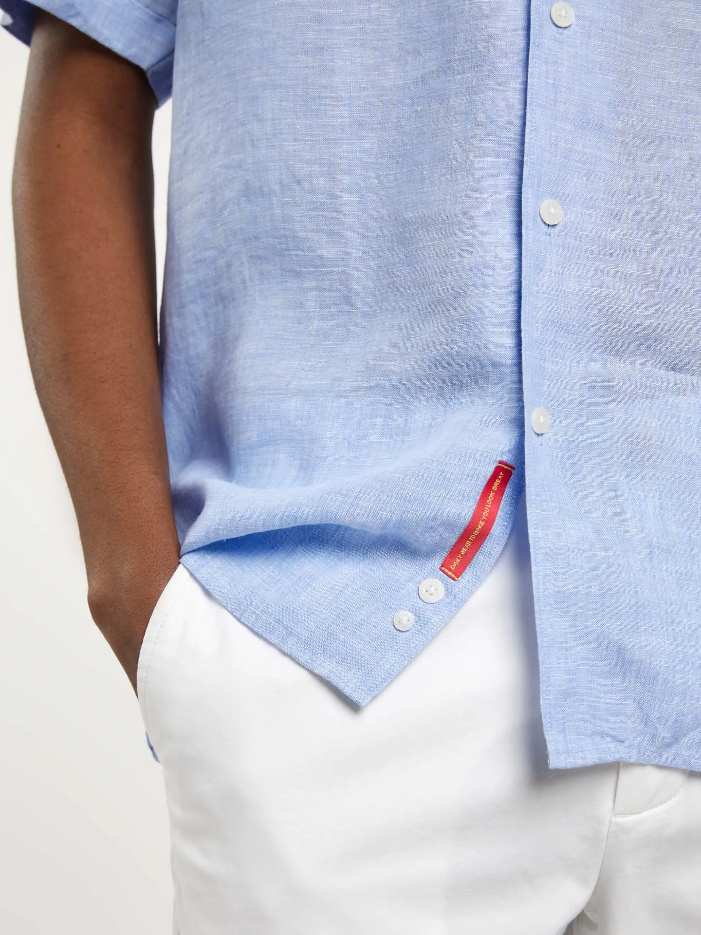 Slim fit pure linen cuba collar shirt