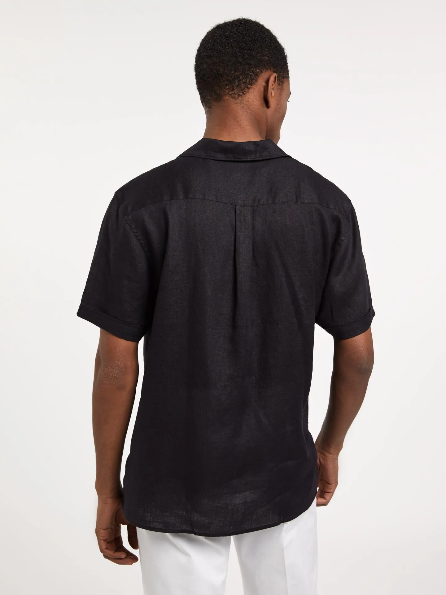 Slim fit pure linen cuba collar shirt