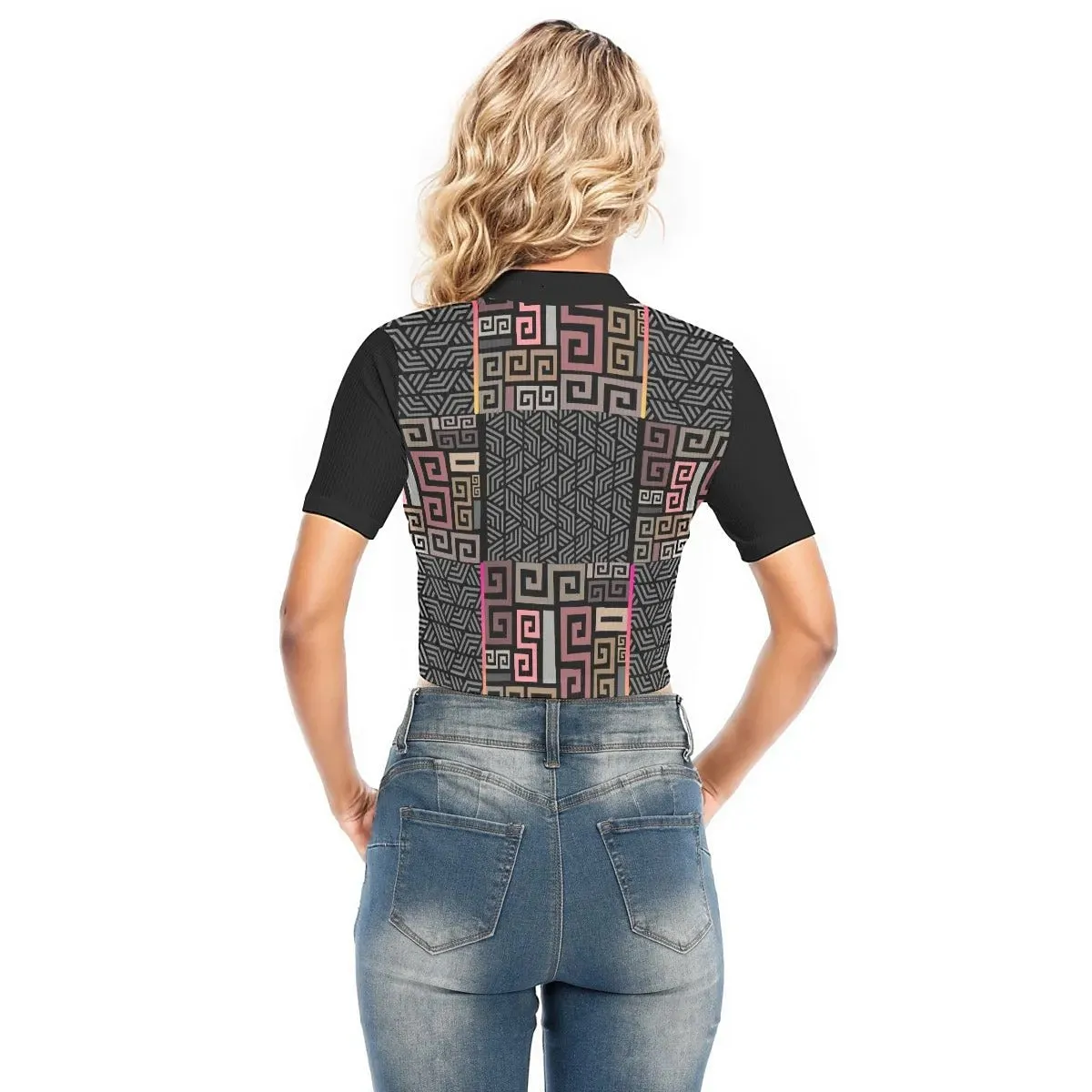 Squared Women's Cropped T-shirt With Two-way Zipper