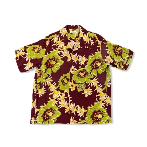 Sugarcane Sun Surf short sleeve Hawaiian shirt - Burgundy Floral