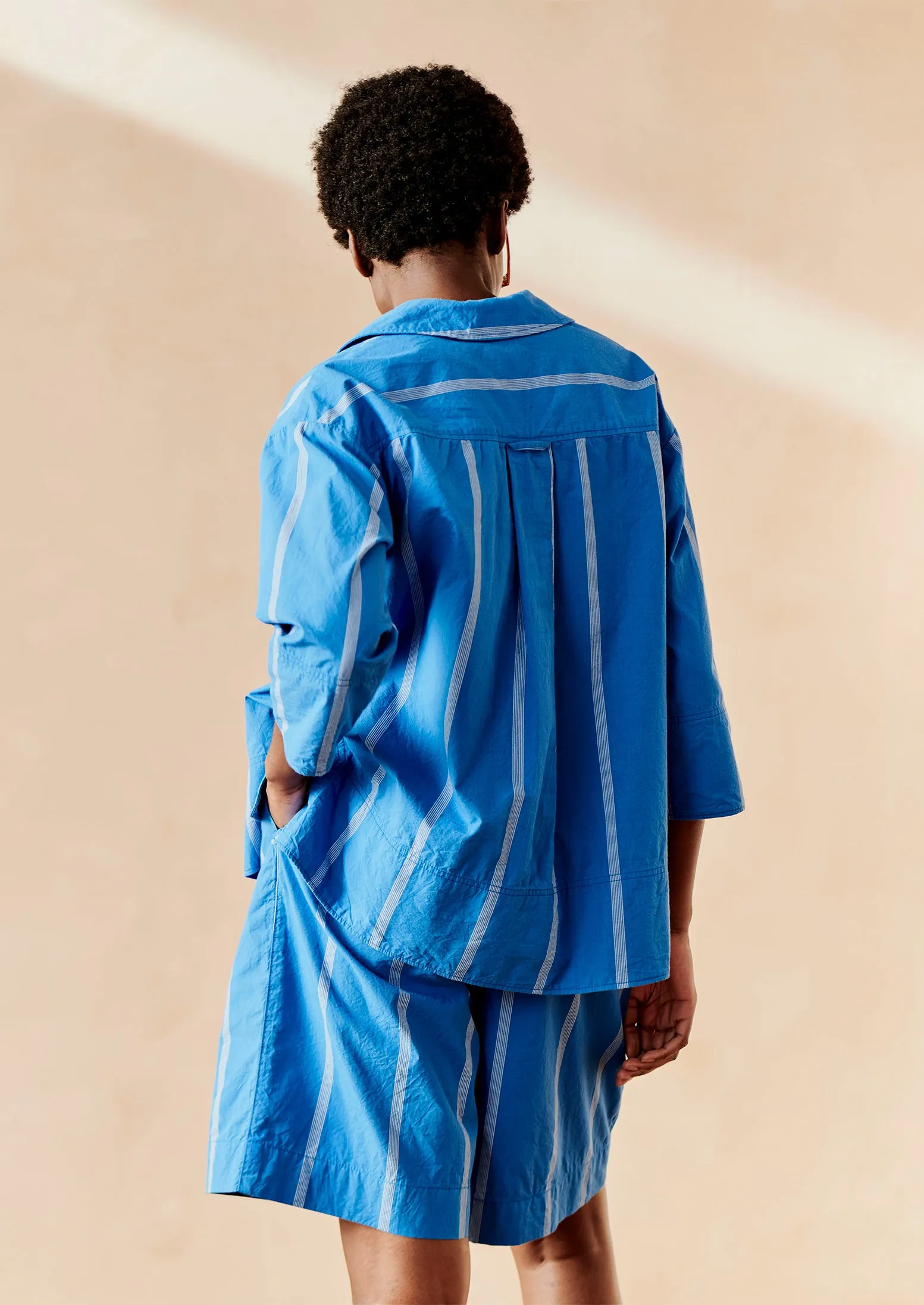 Summer Camp Stripe Cotton Smock | Enamel Blue