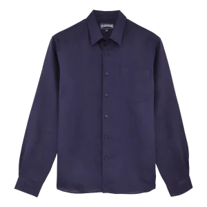 Vilebrequin Long Sleeve Linen Shirt in Navy