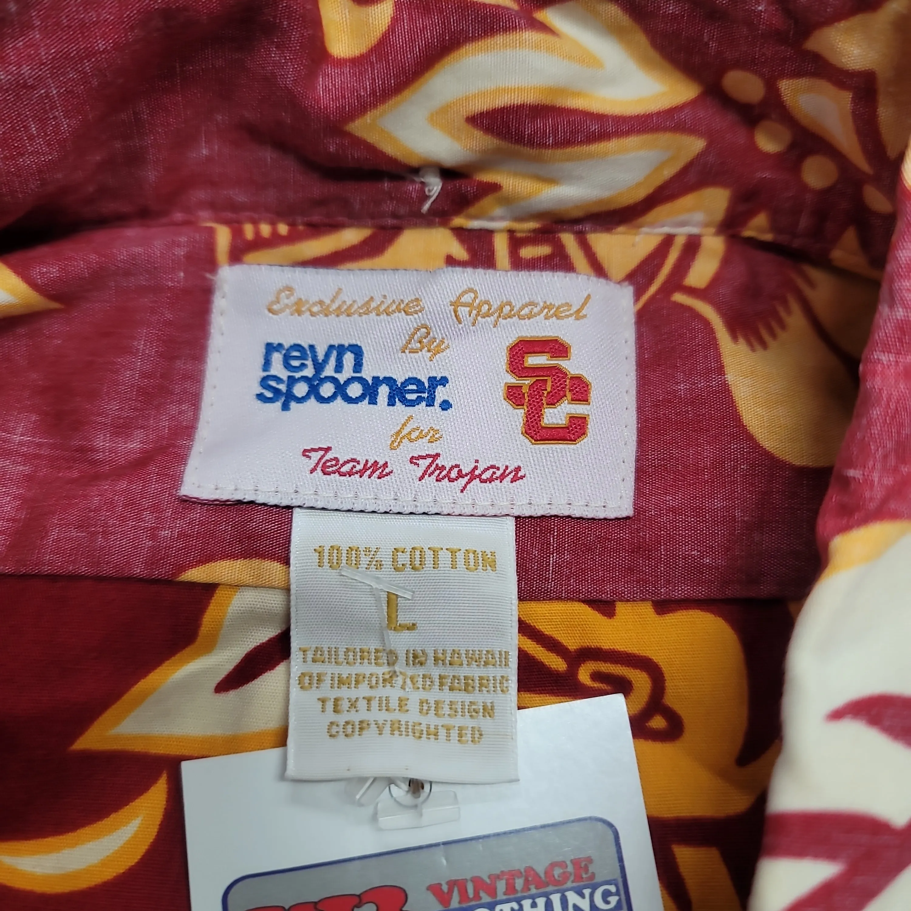 Vintage USC TROJANS NCAA Reyn Spooner Cotton Hawaiian Shirt L