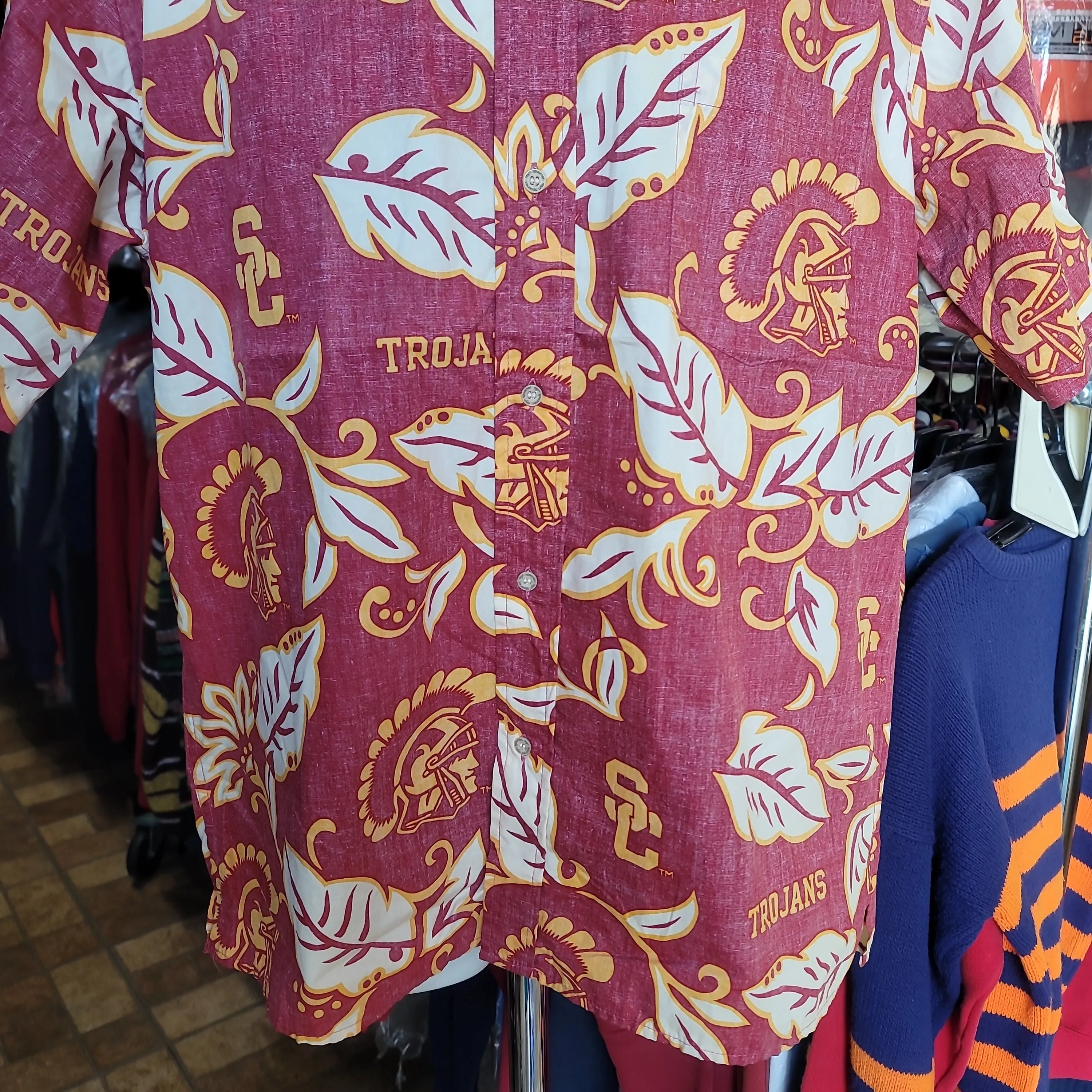 Vintage USC TROJANS NCAA Reyn Spooner Cotton Hawaiian Shirt L