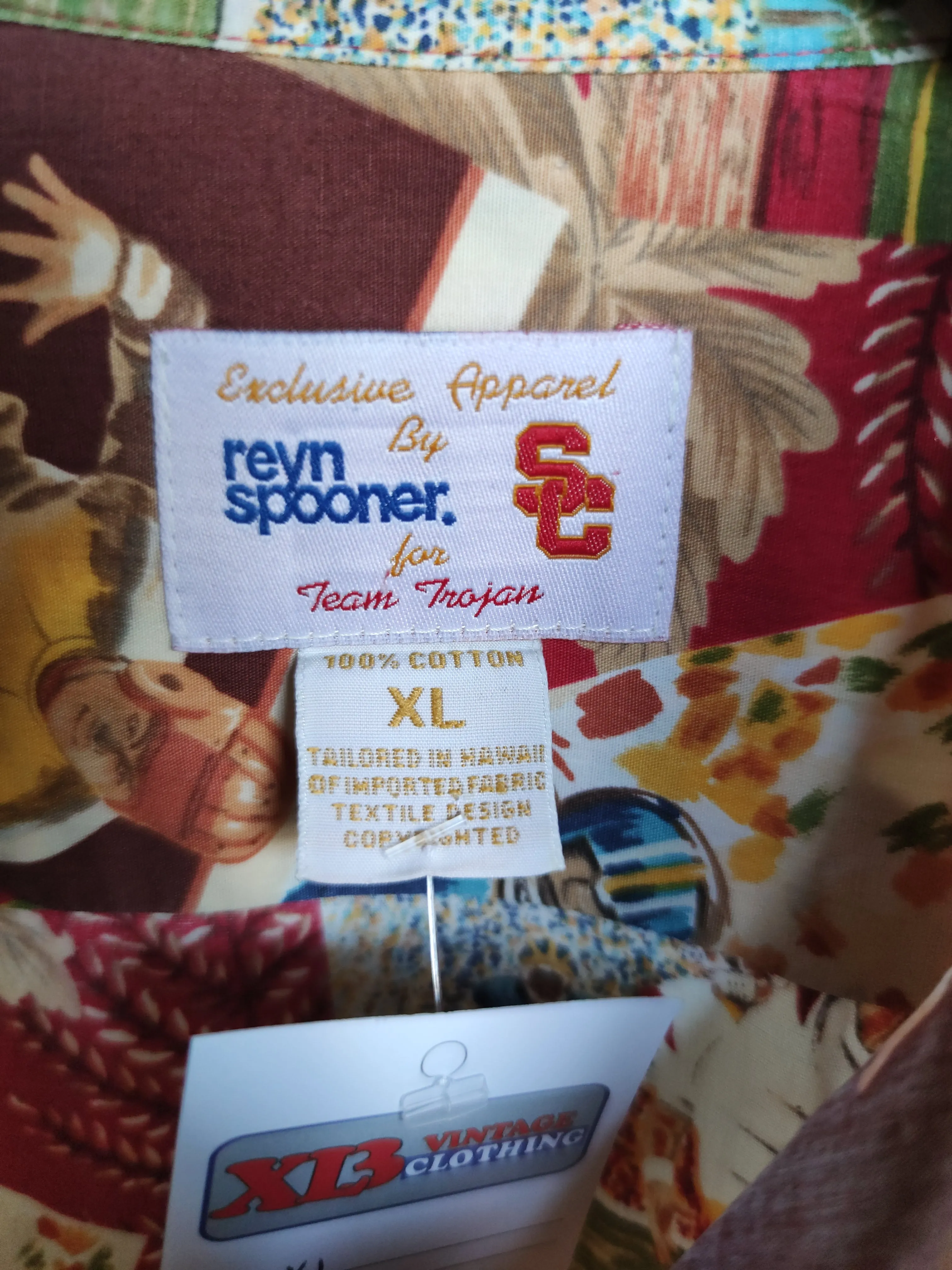 Vintage USC TROJANS NCAA Reyn Spooner Cotton Hawaiian Shirt XL