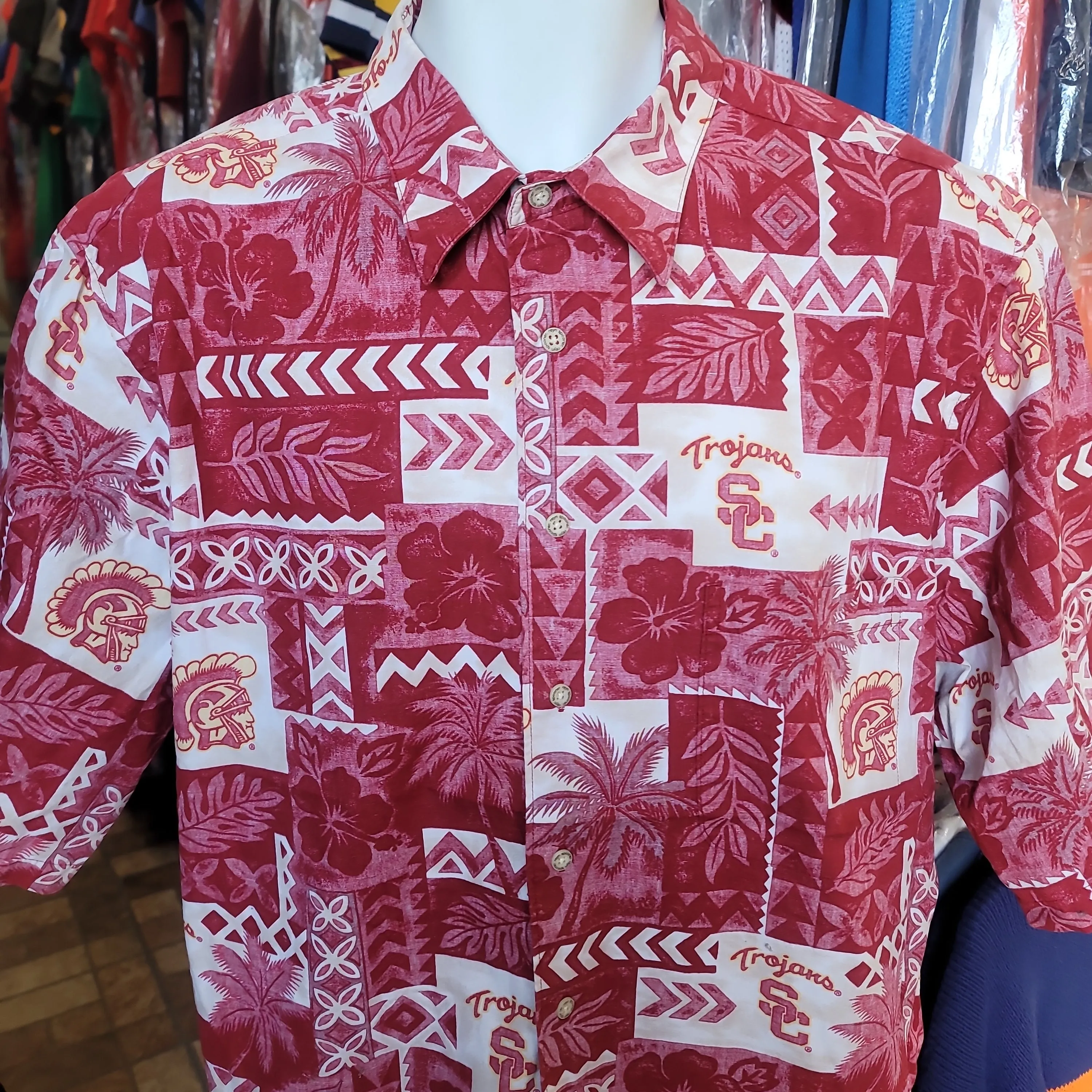 Vintage USC TROJANS NCAA Reyn Spooner Cotton Hawaiian Shirt XL