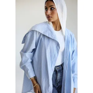 Wide collar poplin shirt