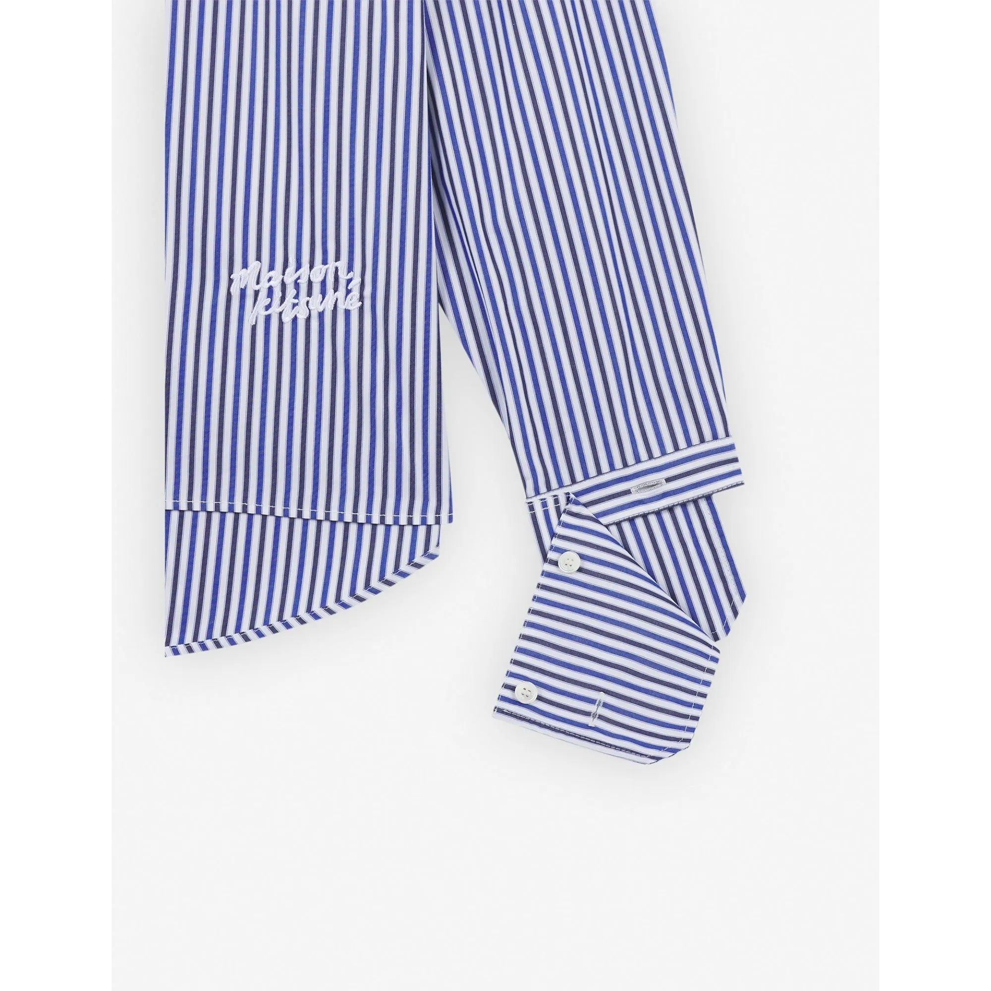 Women Oversize Shirt In Striped Cotton With Logo Handwri - Blue/Navy Stripes